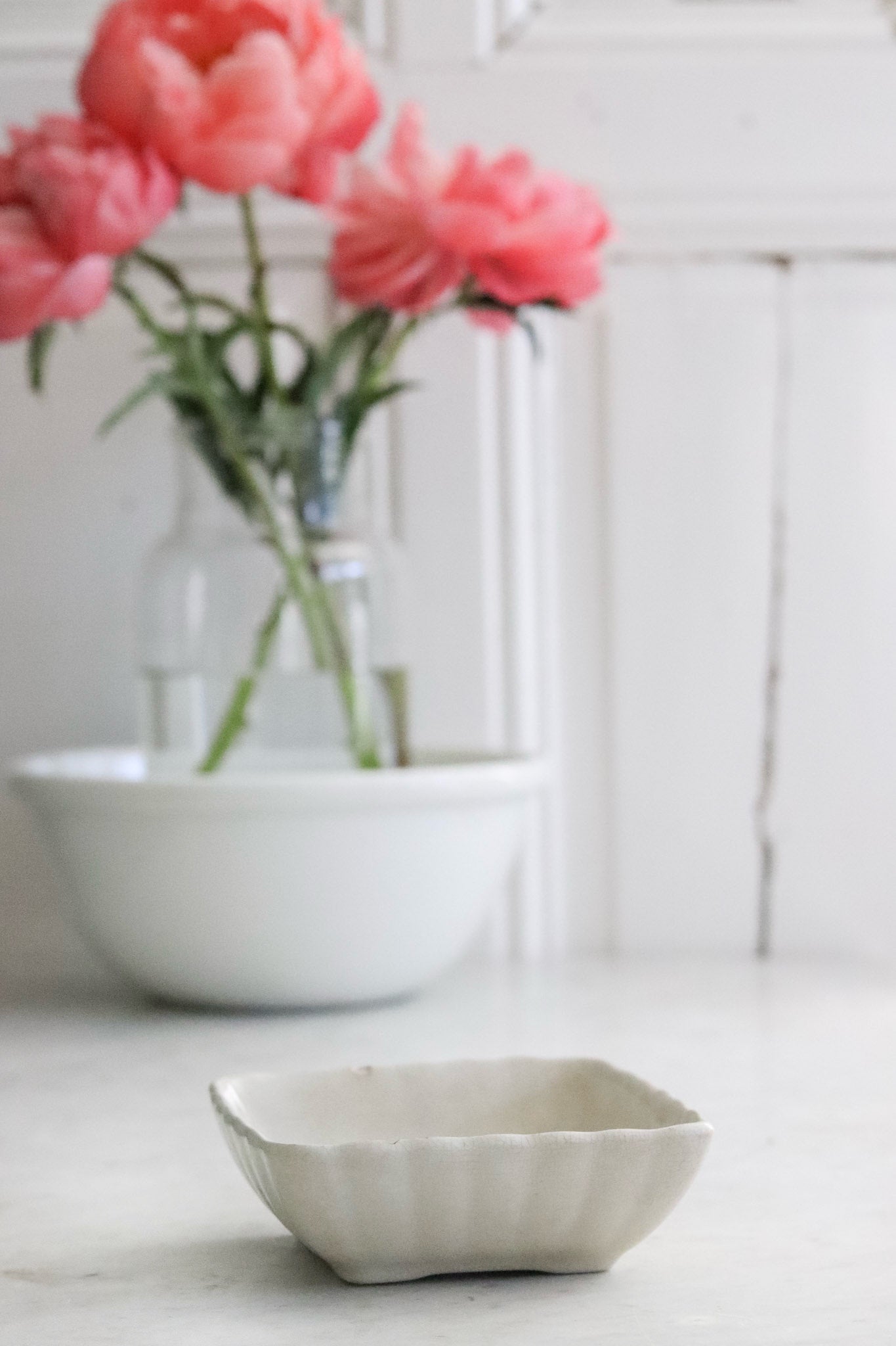 Petite Antique Ironstone Ladyfinger Bowl