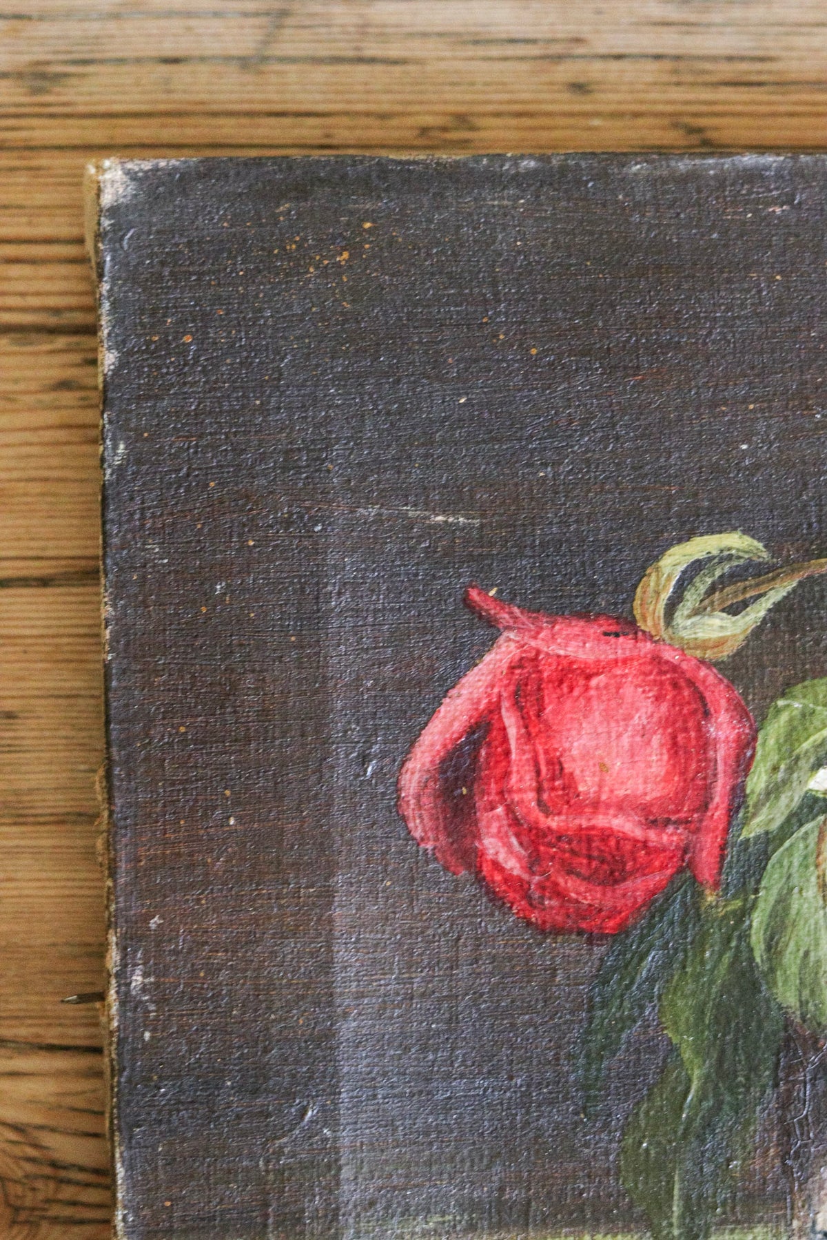 English Roses in Vase Oil Painting