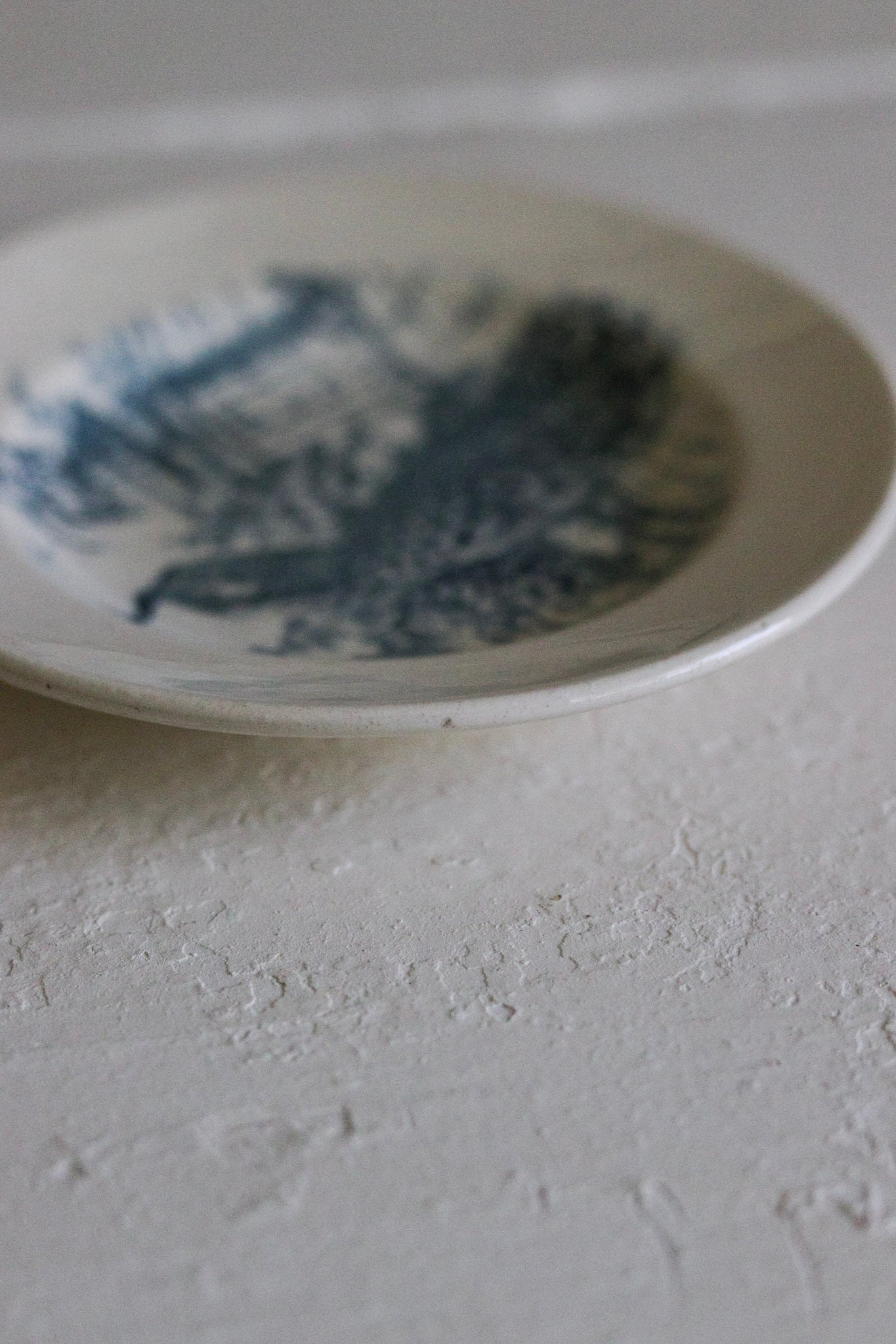 Antique French Transferware Child's Dînette Shallow Bowl with Peacock No.2