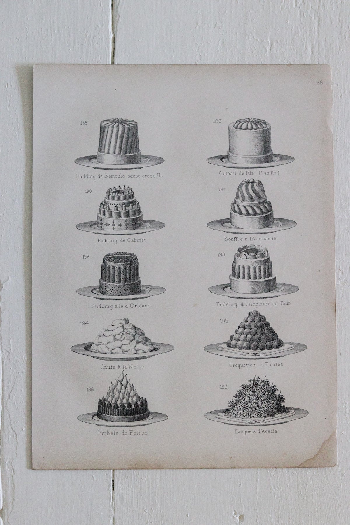 Antique French Dessert Engraving c.1880