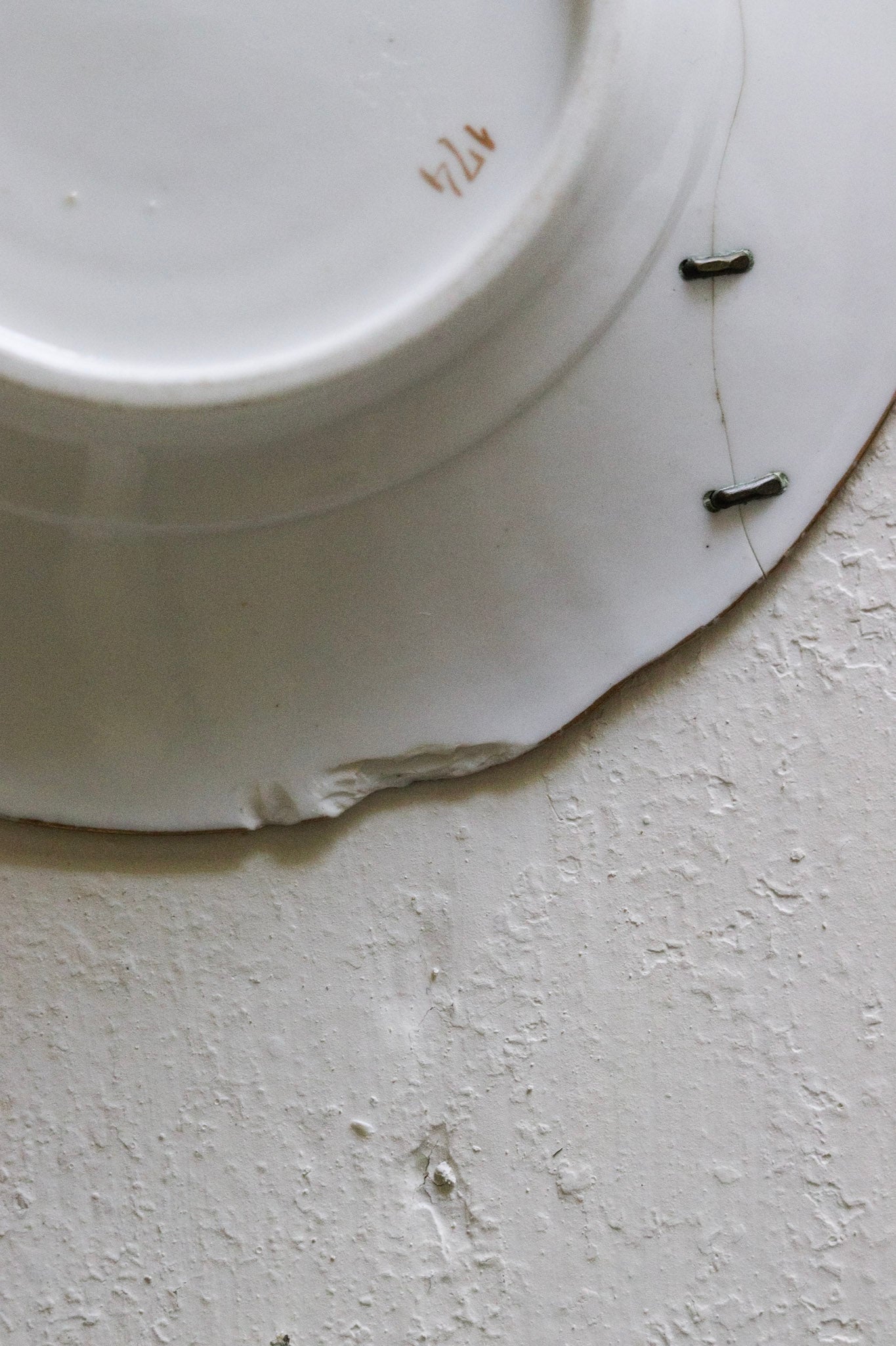 Vintage English Saucer with Staple Repairs No. 1