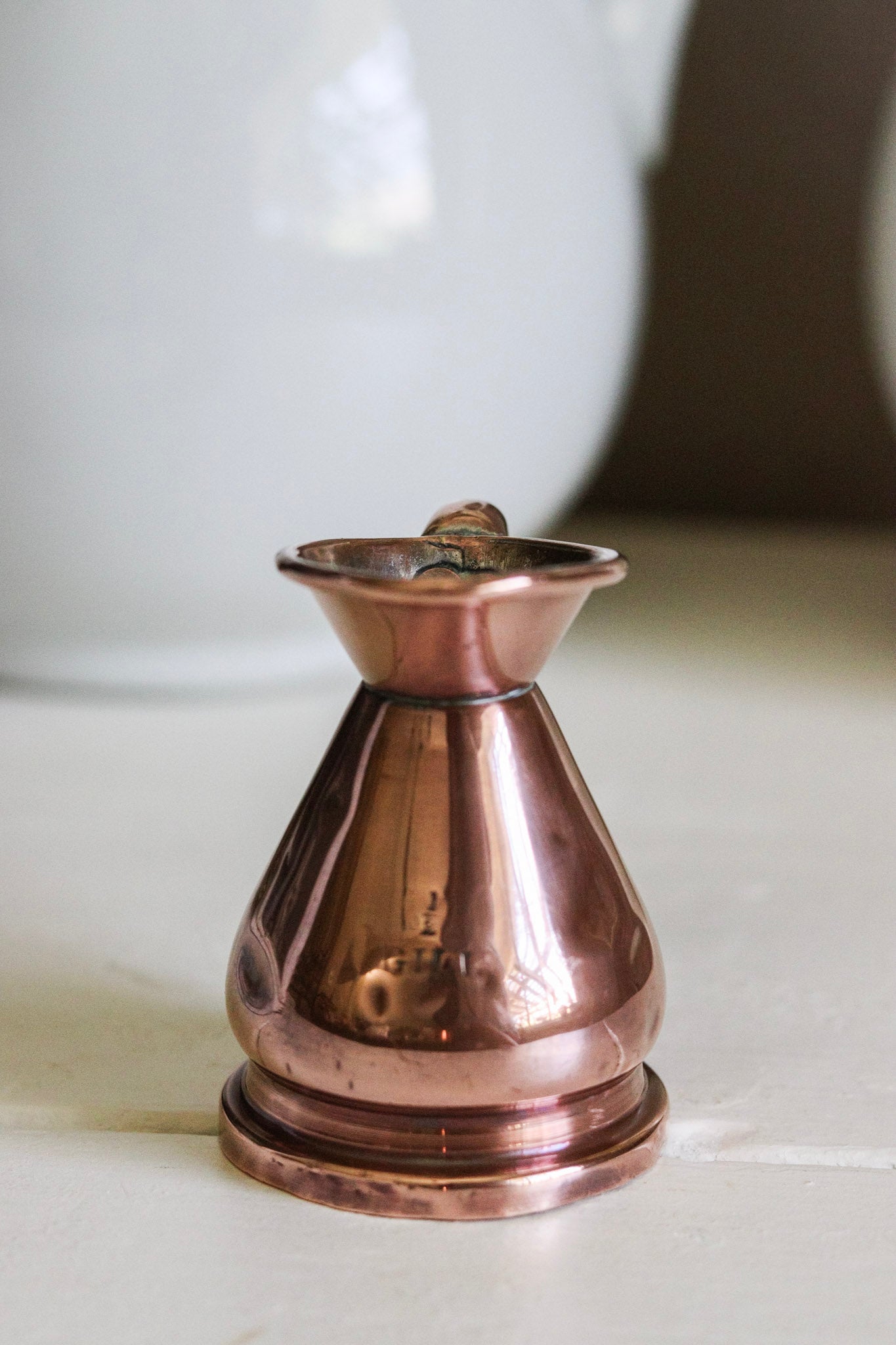 Antique English Copper 1/2 Gill Measuring Jug