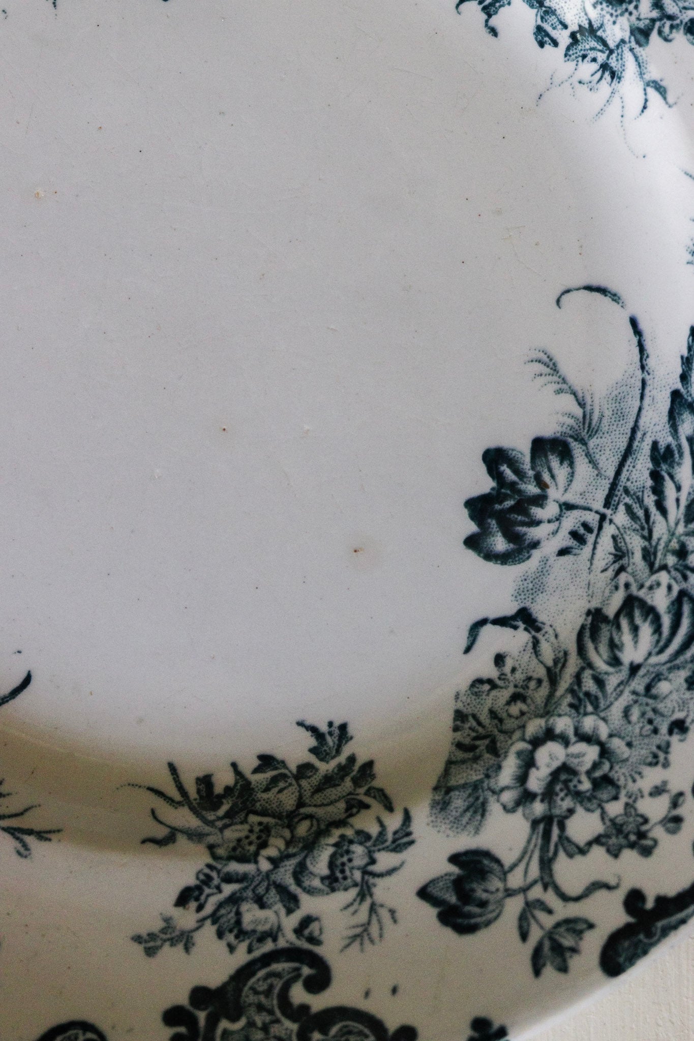 Antique French Transferware Plate with Flowers