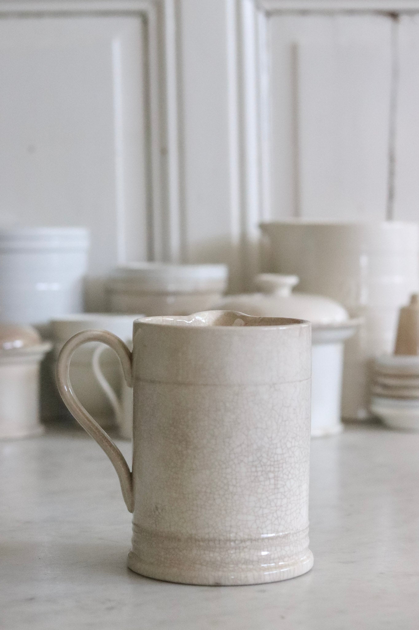 Vintage Ironstone Syrup Pitcher with Staining