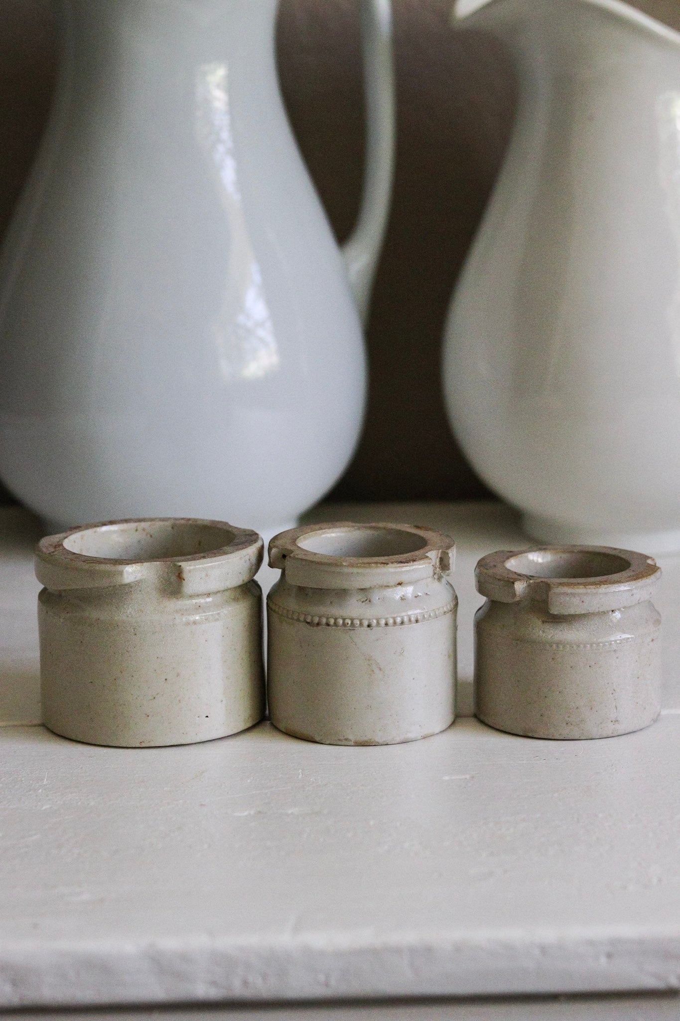 Antique English Caviar Pots - Set of Three