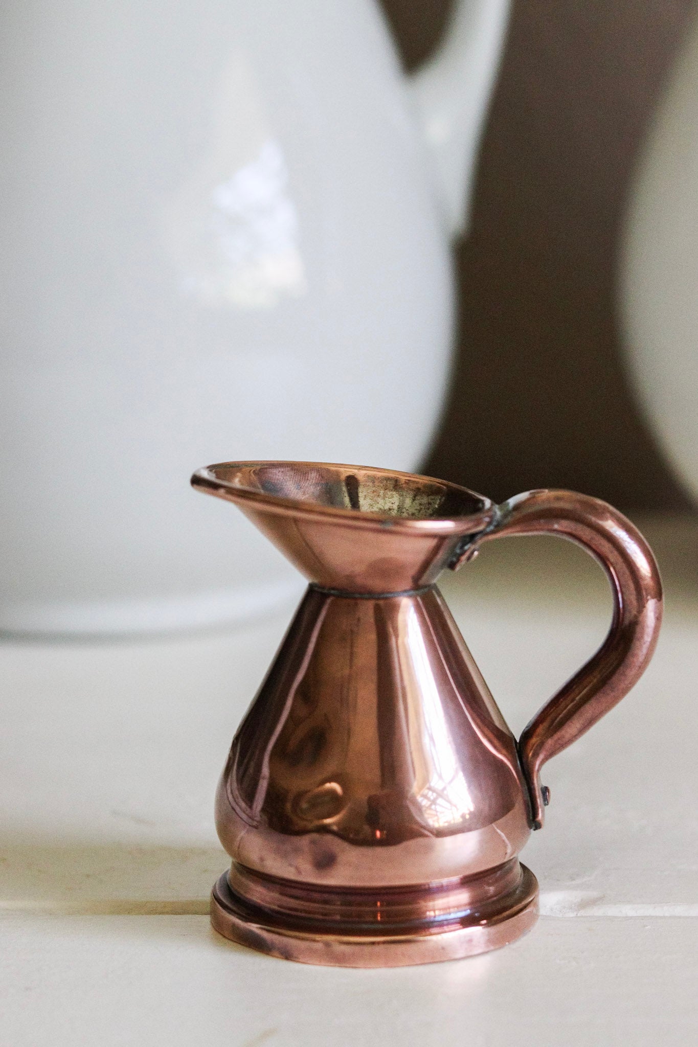 Antique English Copper 1/2 Gill Measuring Jug