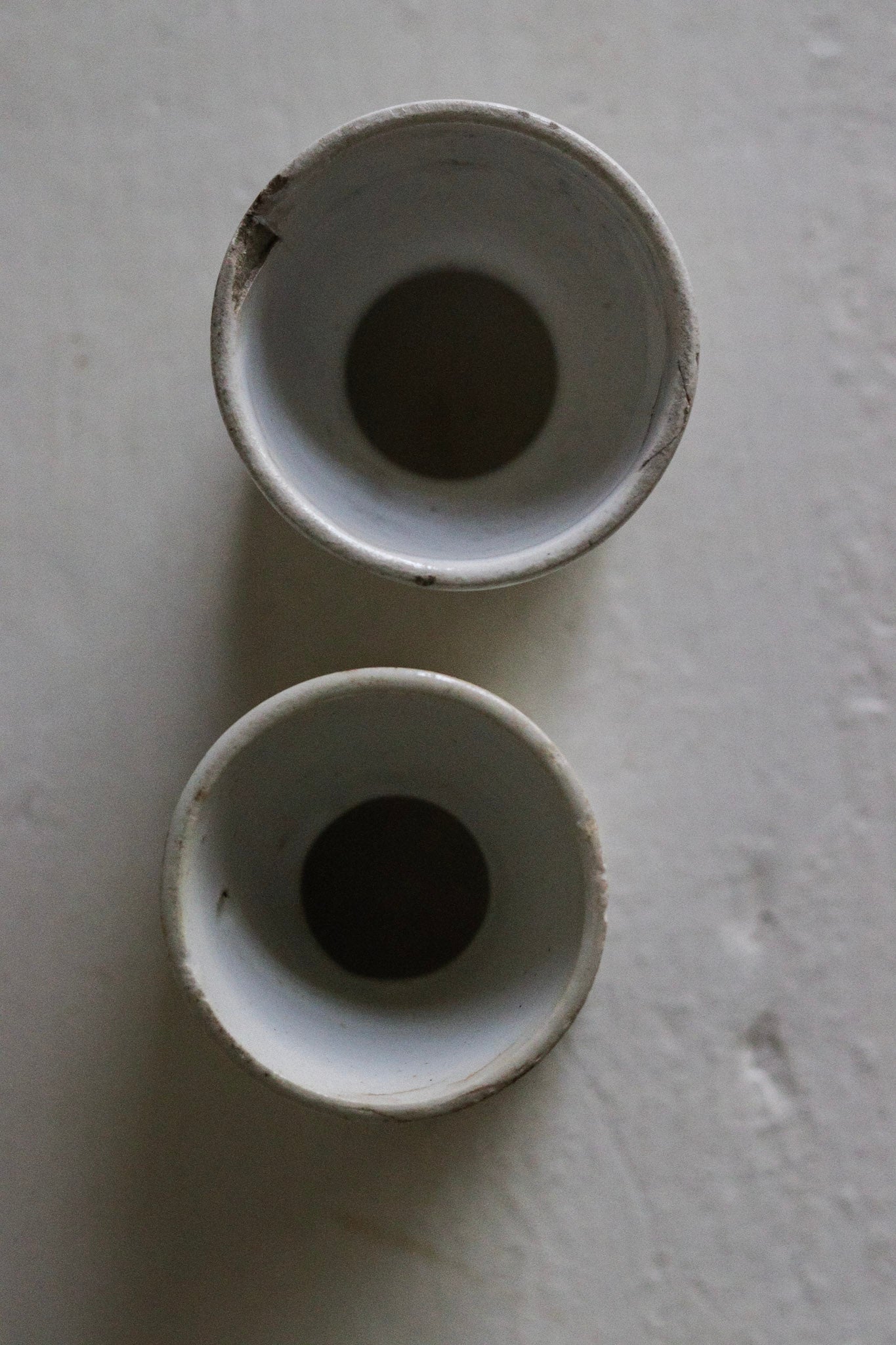 Pair of Antique French Ironstone Egg Cups No.1 - See Description