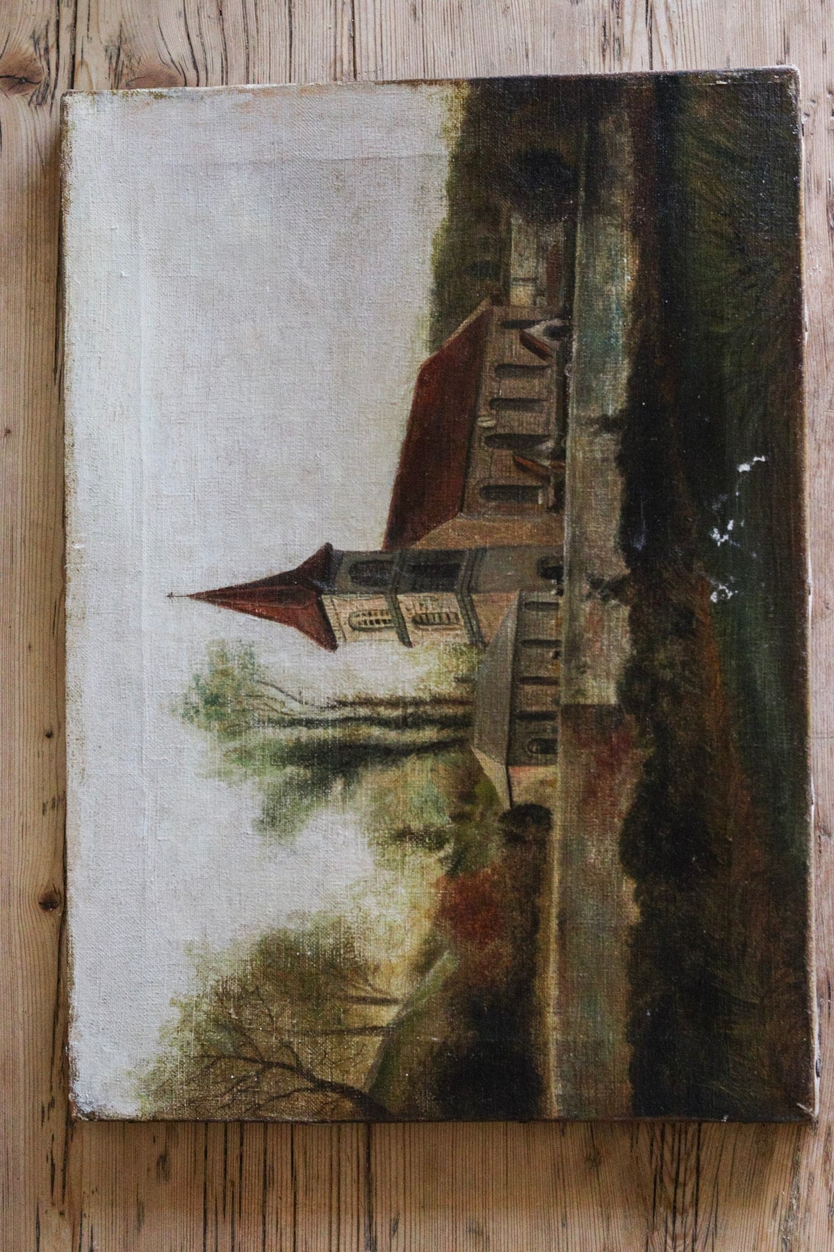 English Church Oil Painting
