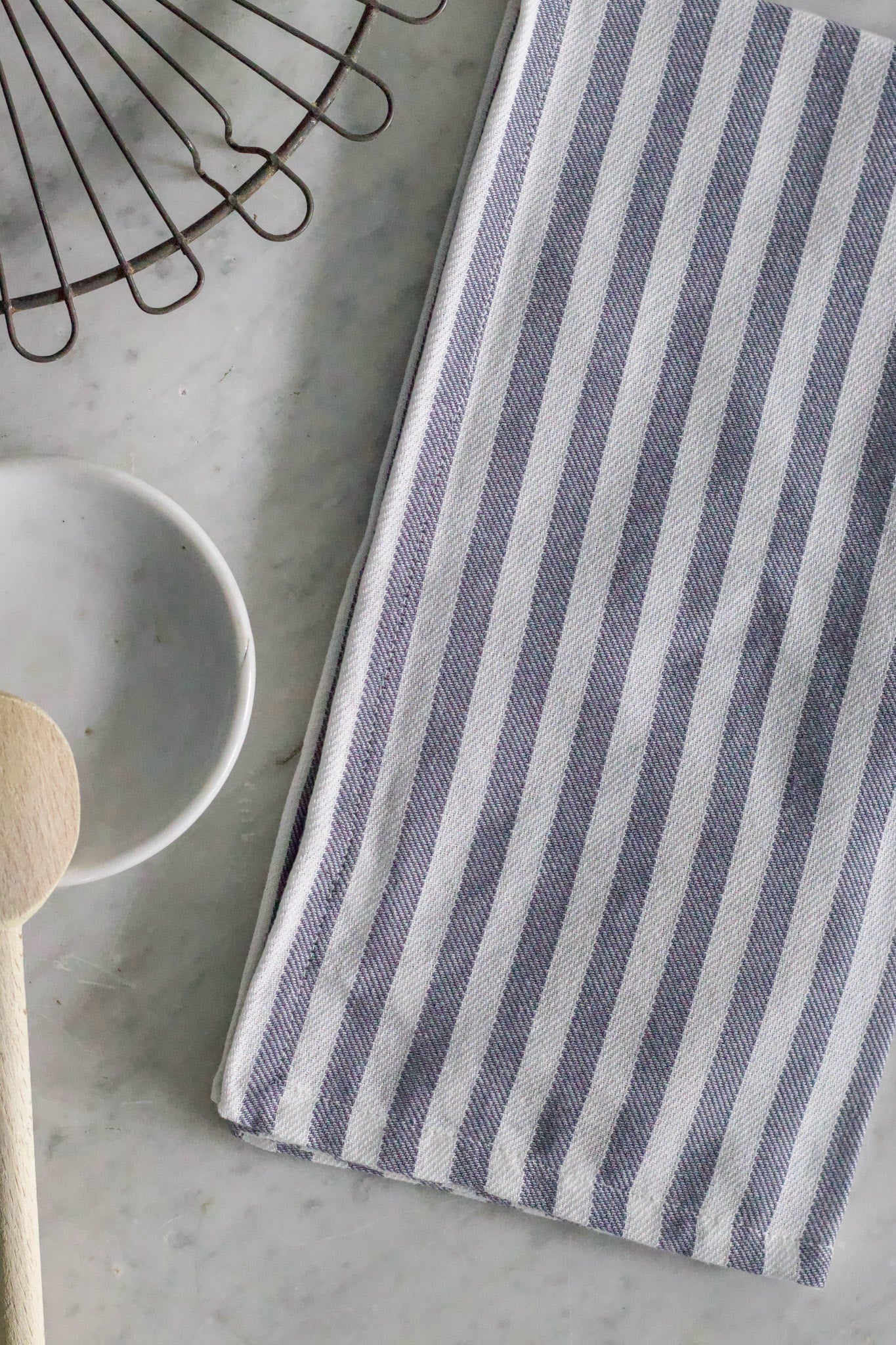 Blue French Striped Tea Towel