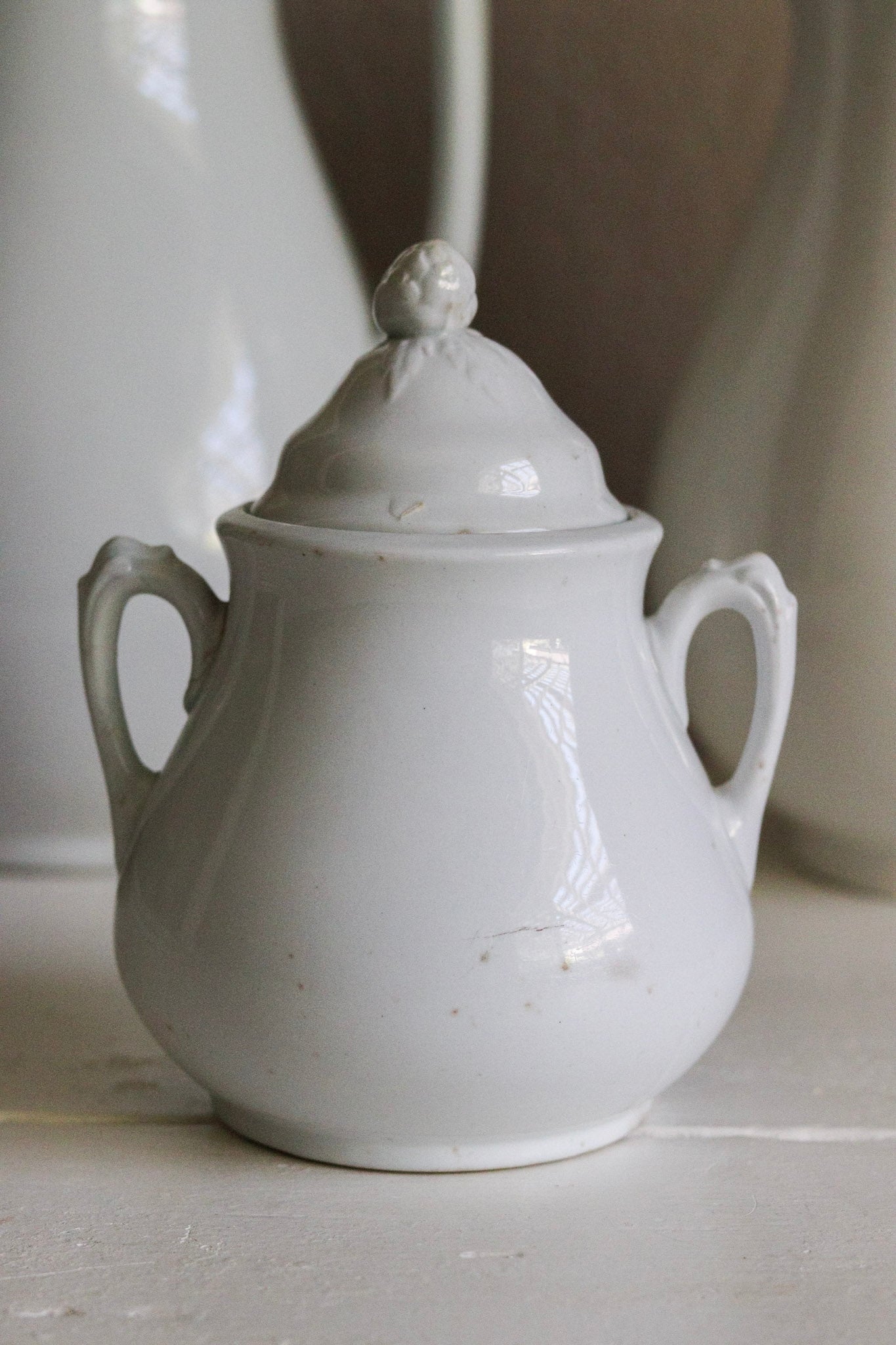 Antique Ironstone Sugar Bowl