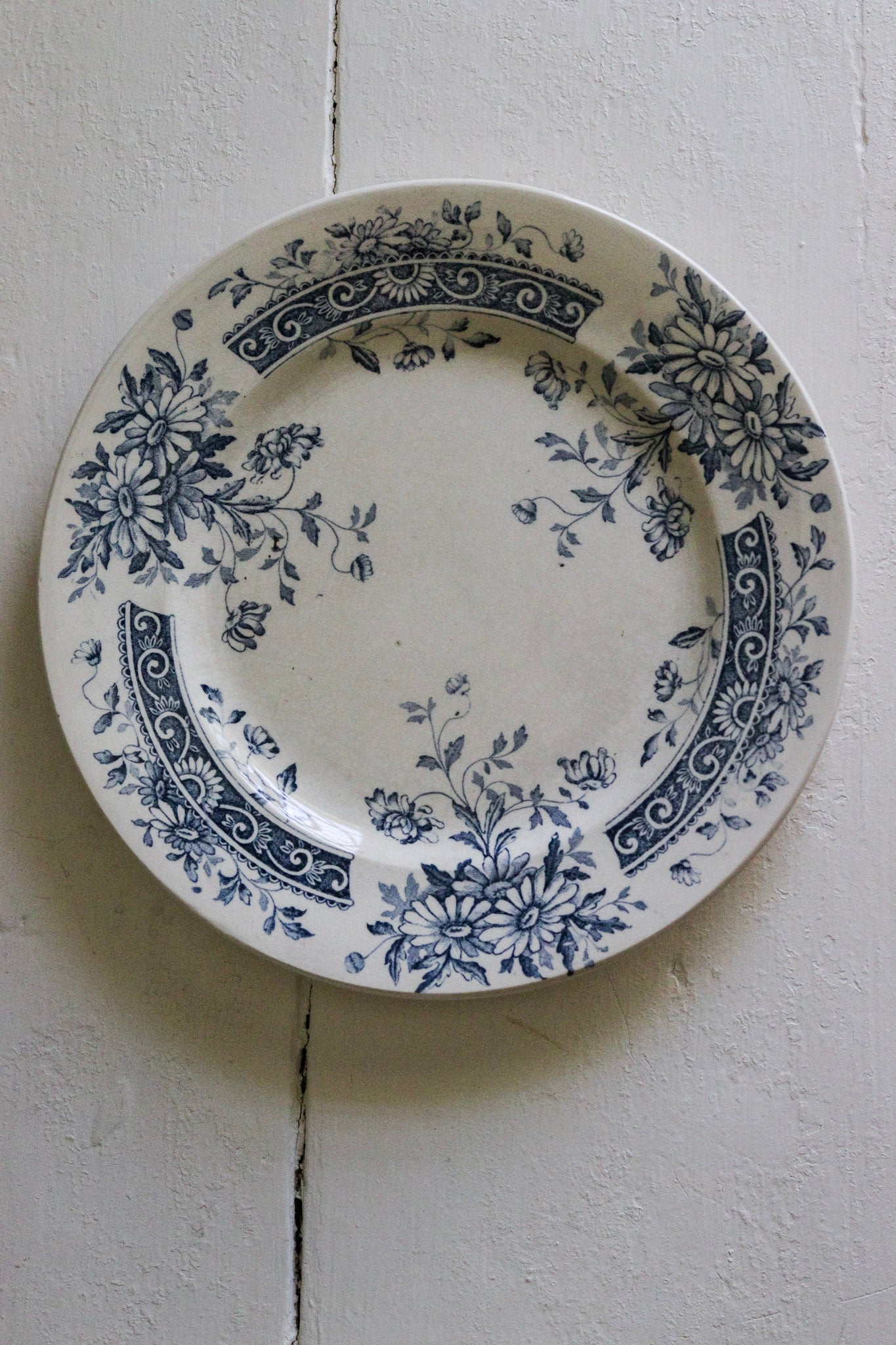 Antique French Transferware Plate with Flowers No.1