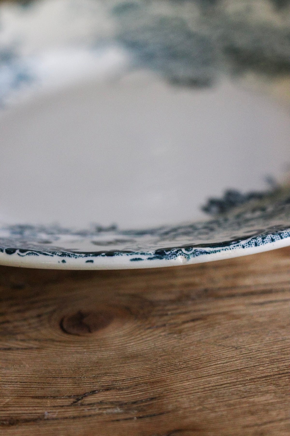 Antique French Transferware Plate with Flowers