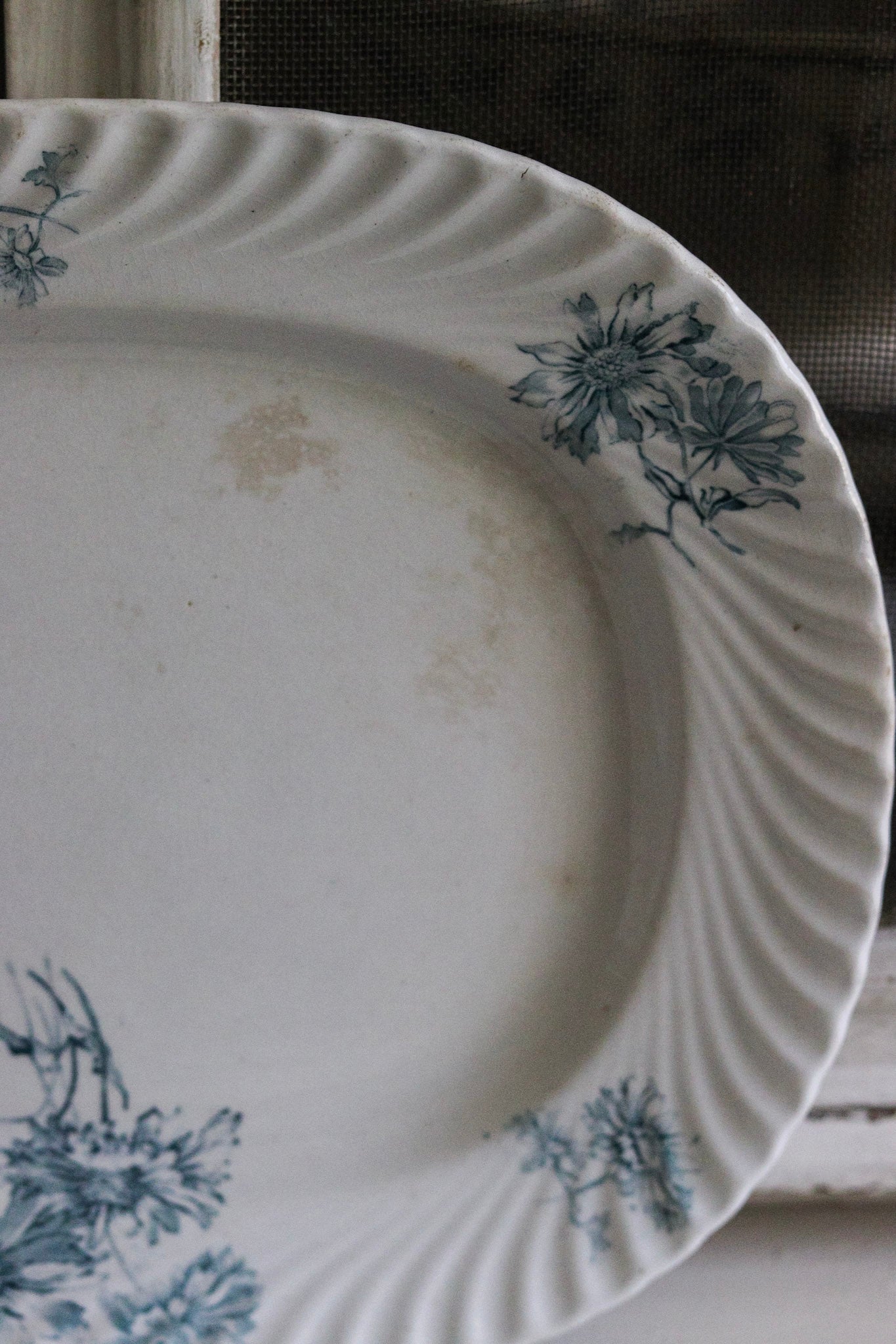 Large Antique Dutch Transferware Platter with Flowers No.1