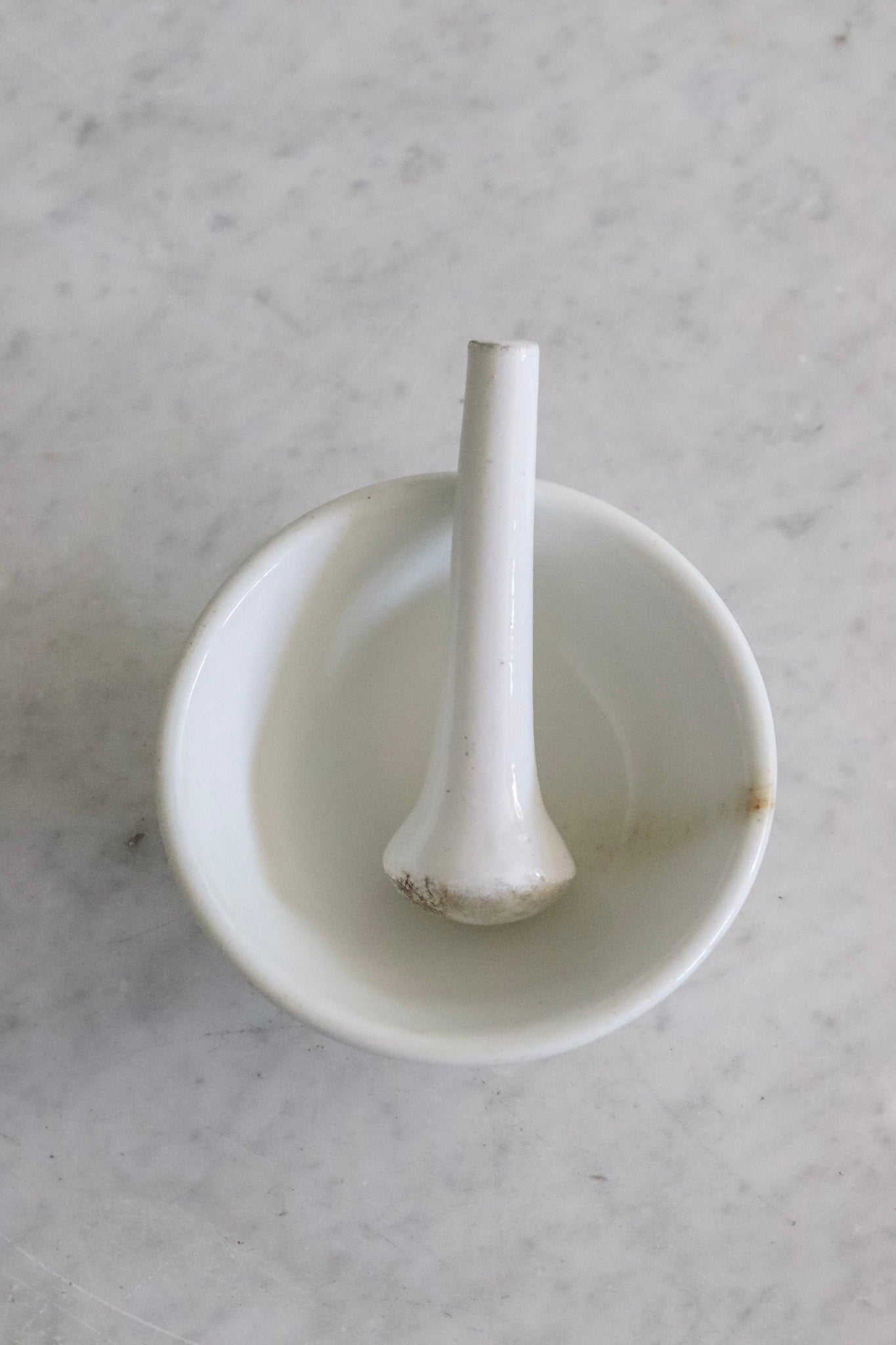 Vintage French Heavy Porcelain French Cafe Bowl and Pestle