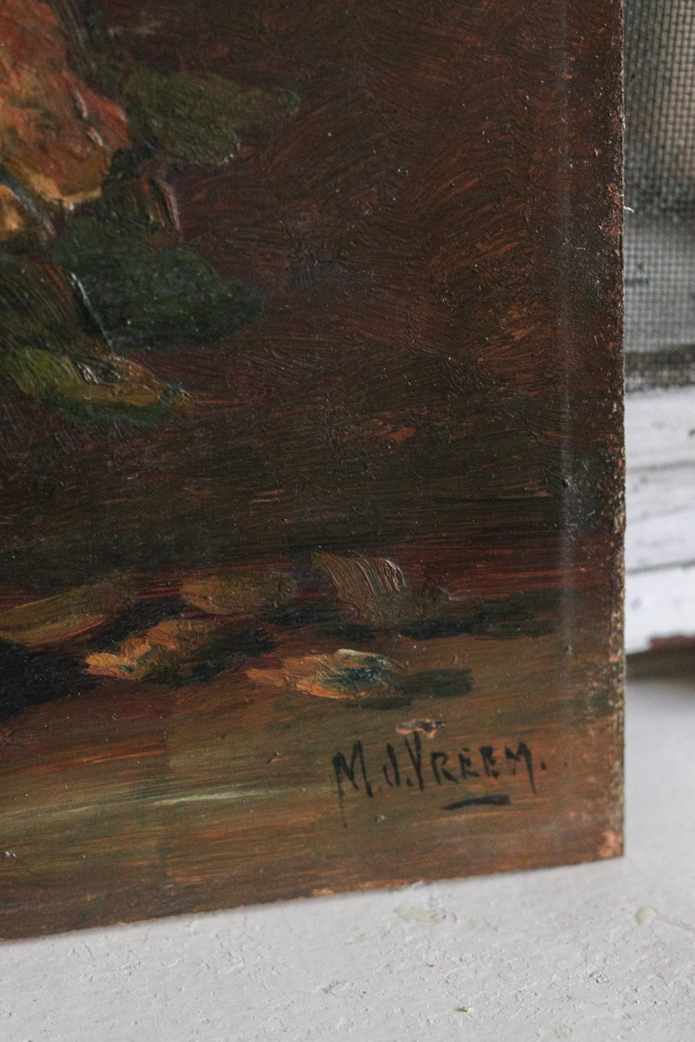 Vintage Oil Painting with Roses