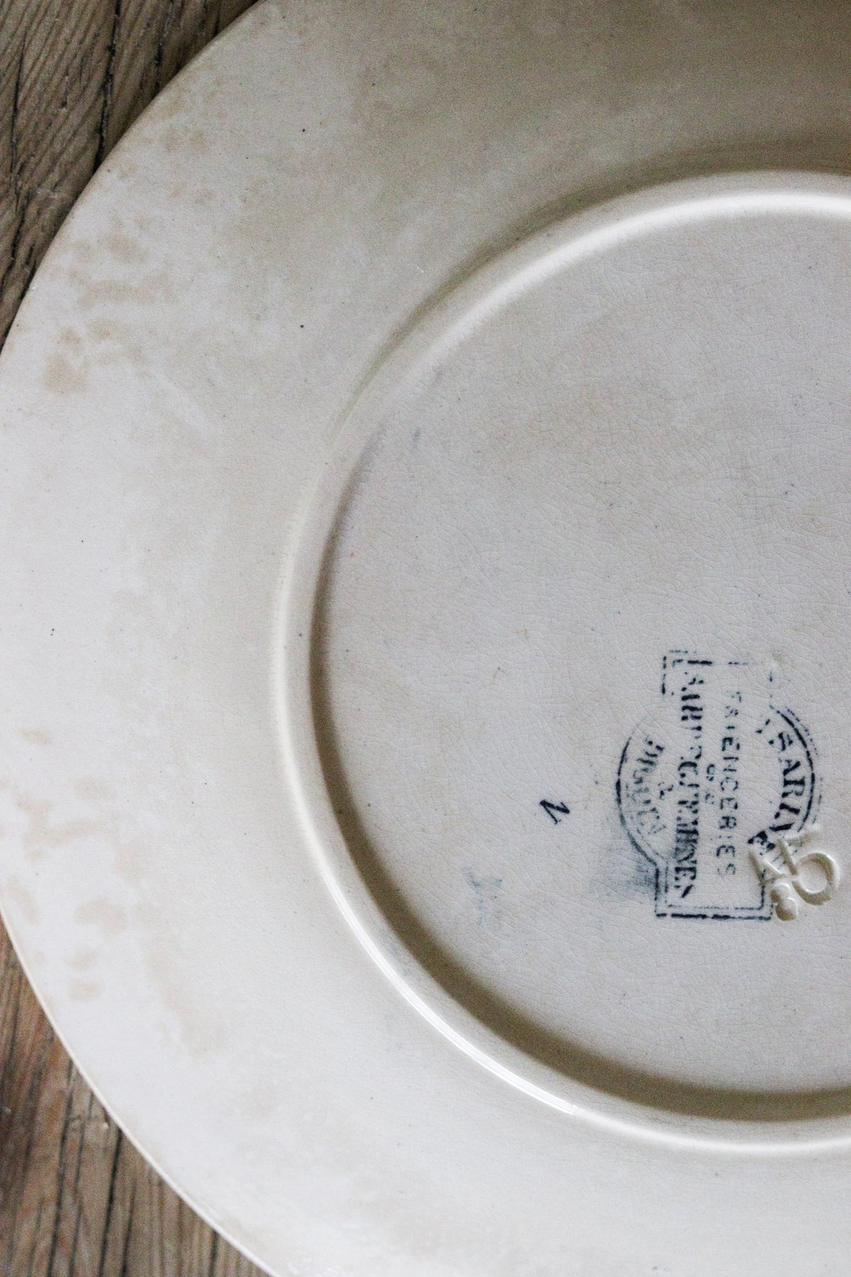 Antique French Transferware Plate with Flowers and Butterflies