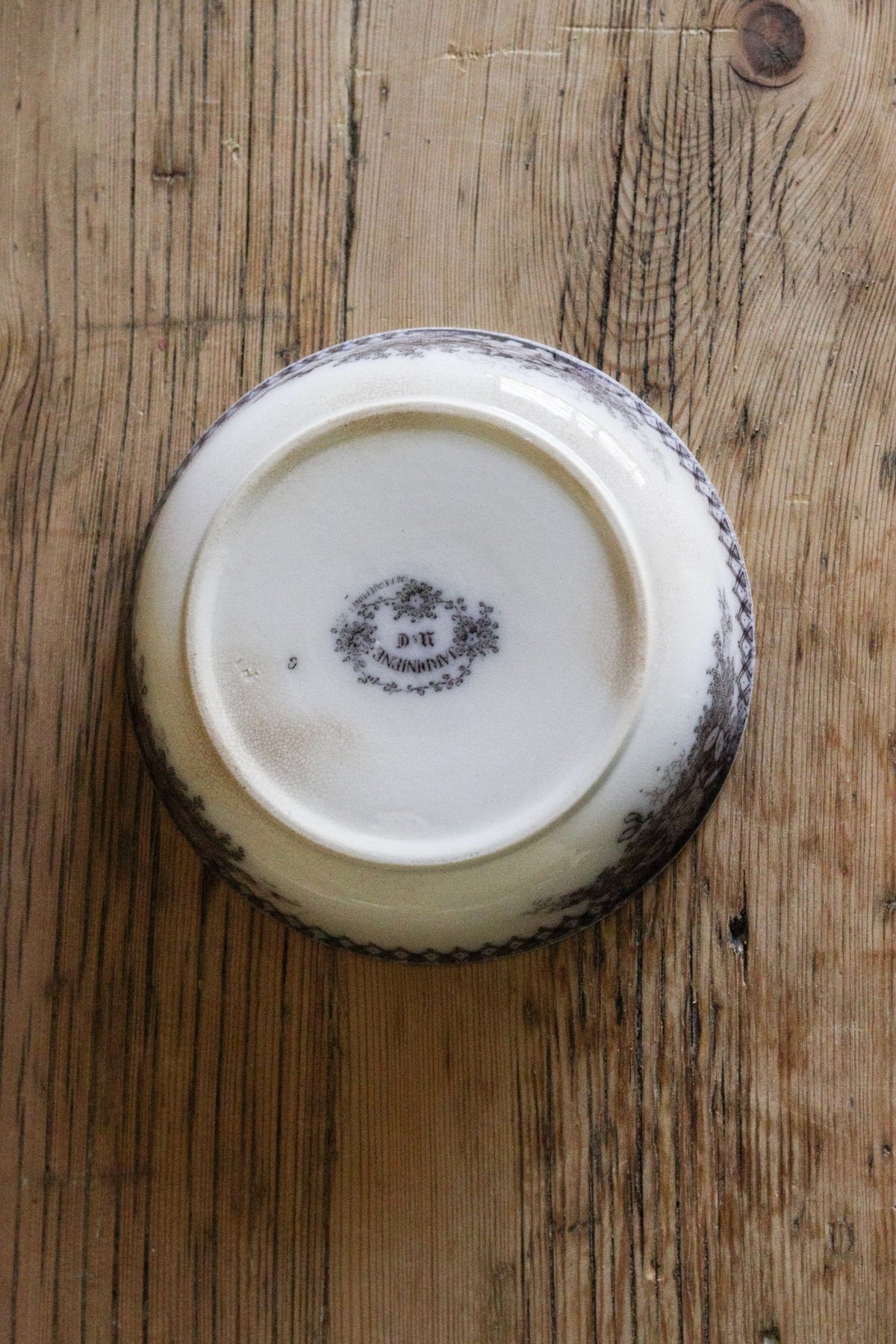 Antique French Transferware Bowl with Flowers