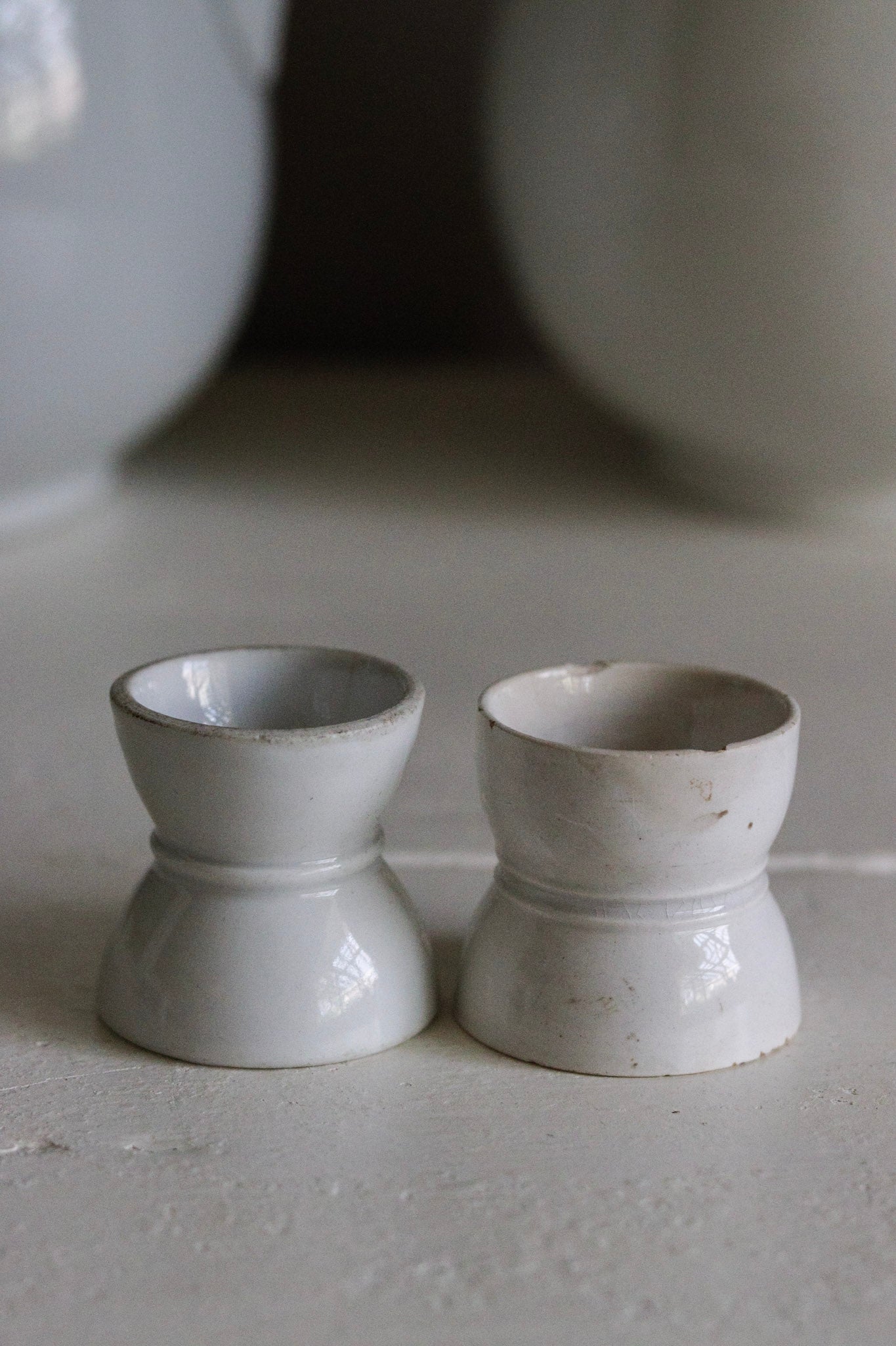 Pair of Antique French Ironstone Egg Cups No.2 - See Description