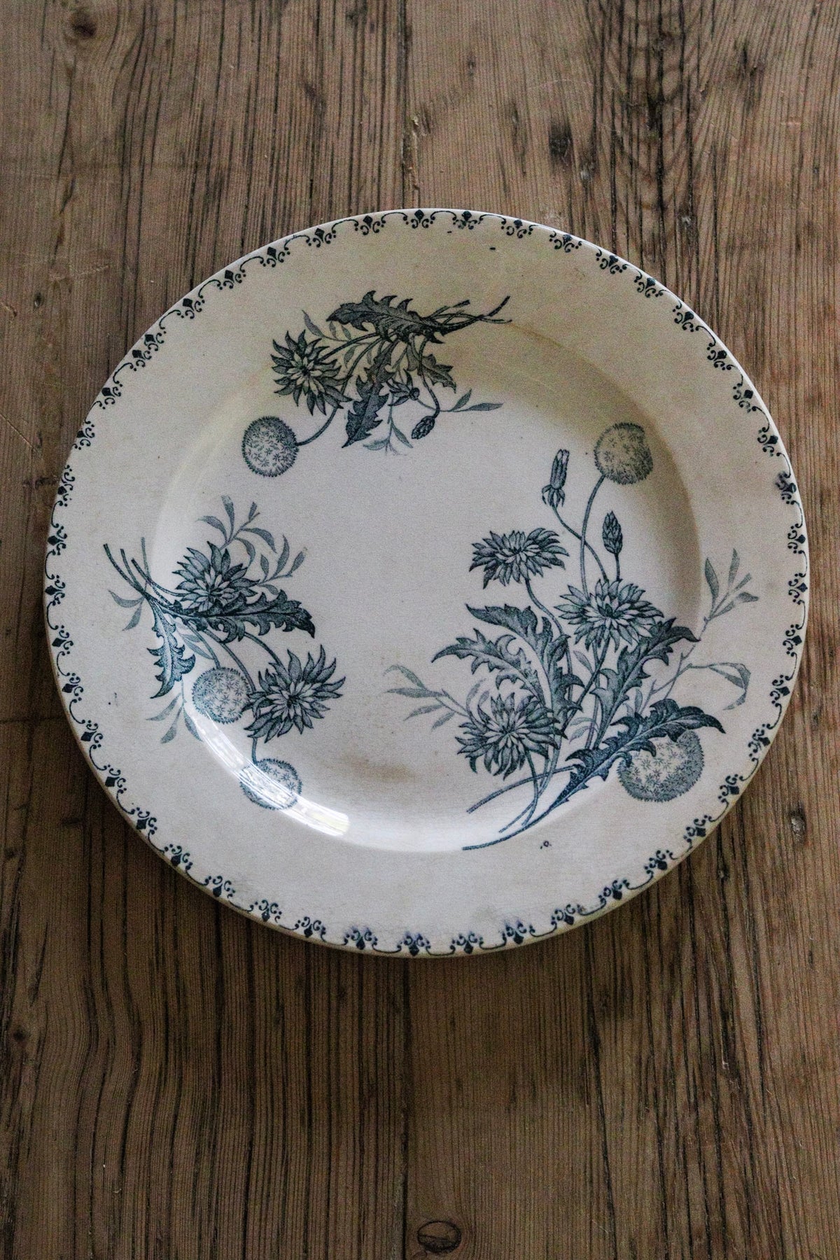 Antique French Transferware Plate with Flowers