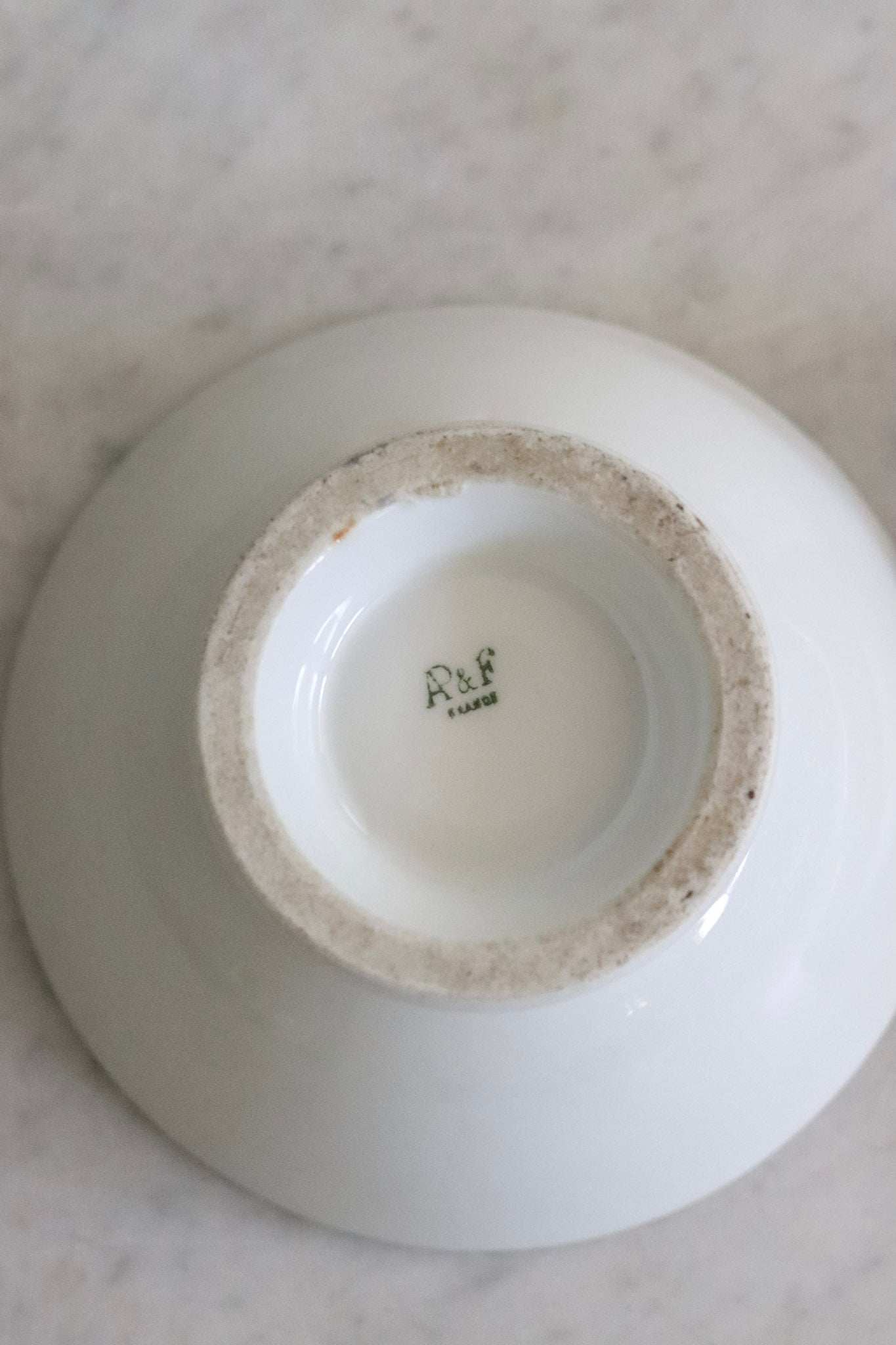 Vintage French Heavy Porcelain French Cafe Bowl and Pestle