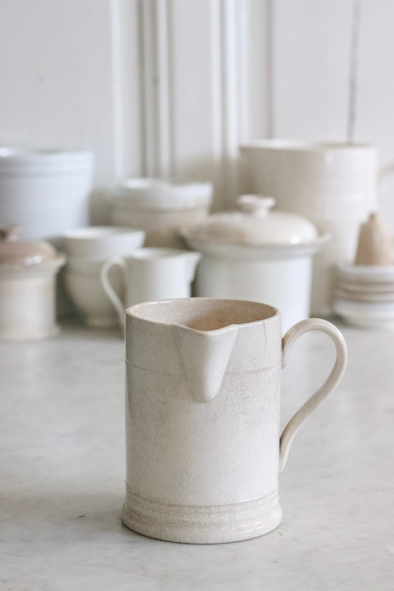 Vintage Ironstone Syrup Pitcher with Staining