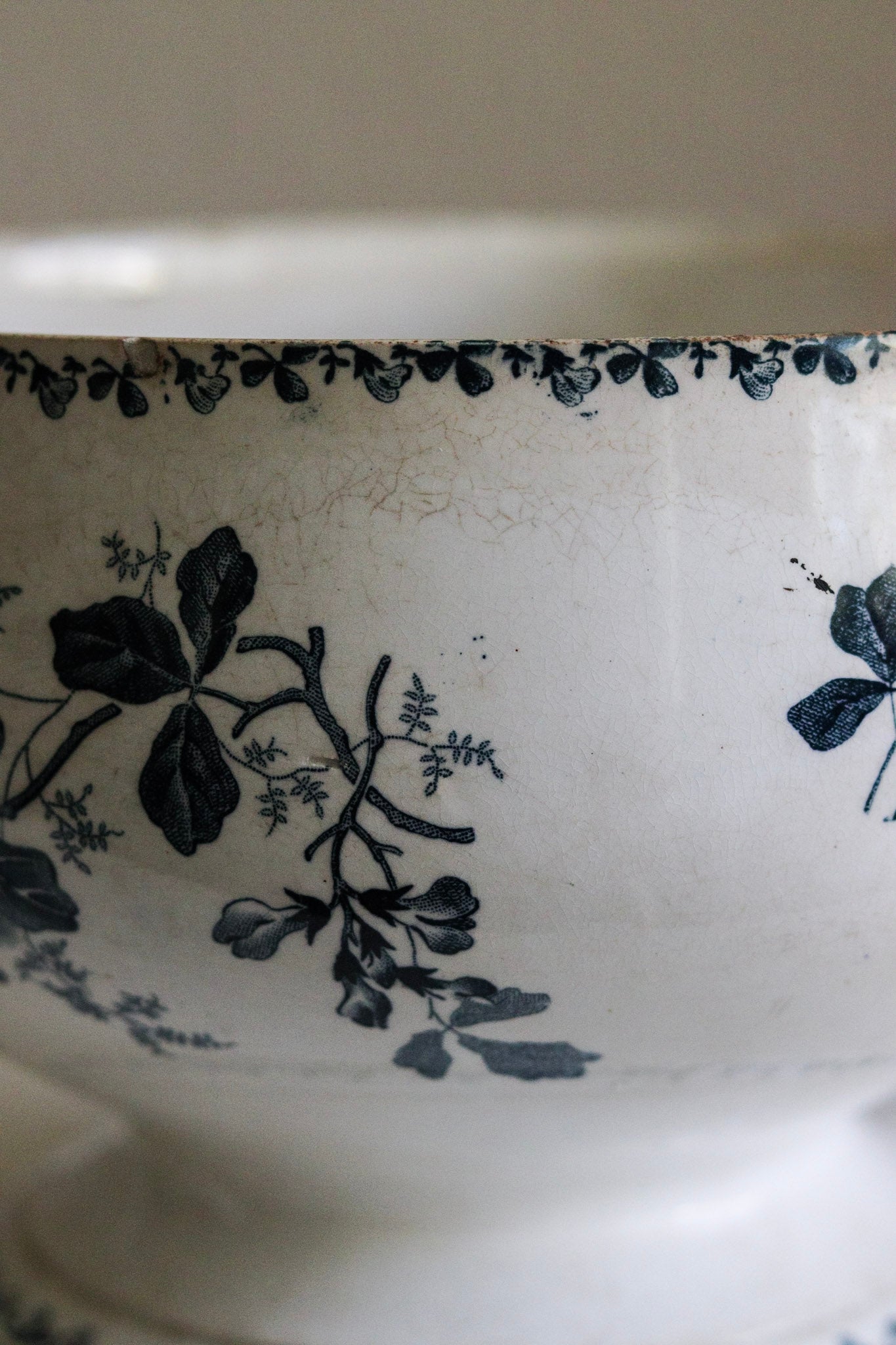 Antique French Transferware Tureen with Flowers