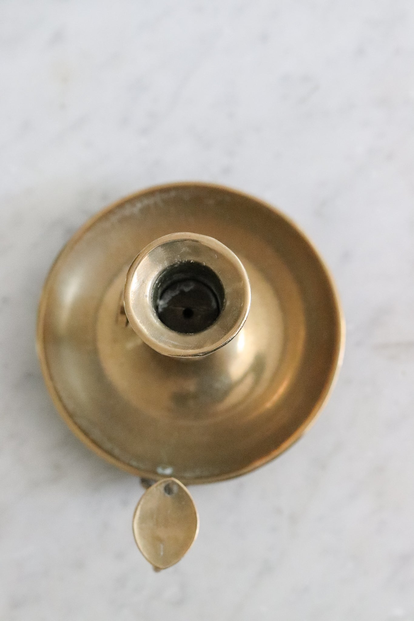 Vintage French Brass Chambermaid Candlestick Holder