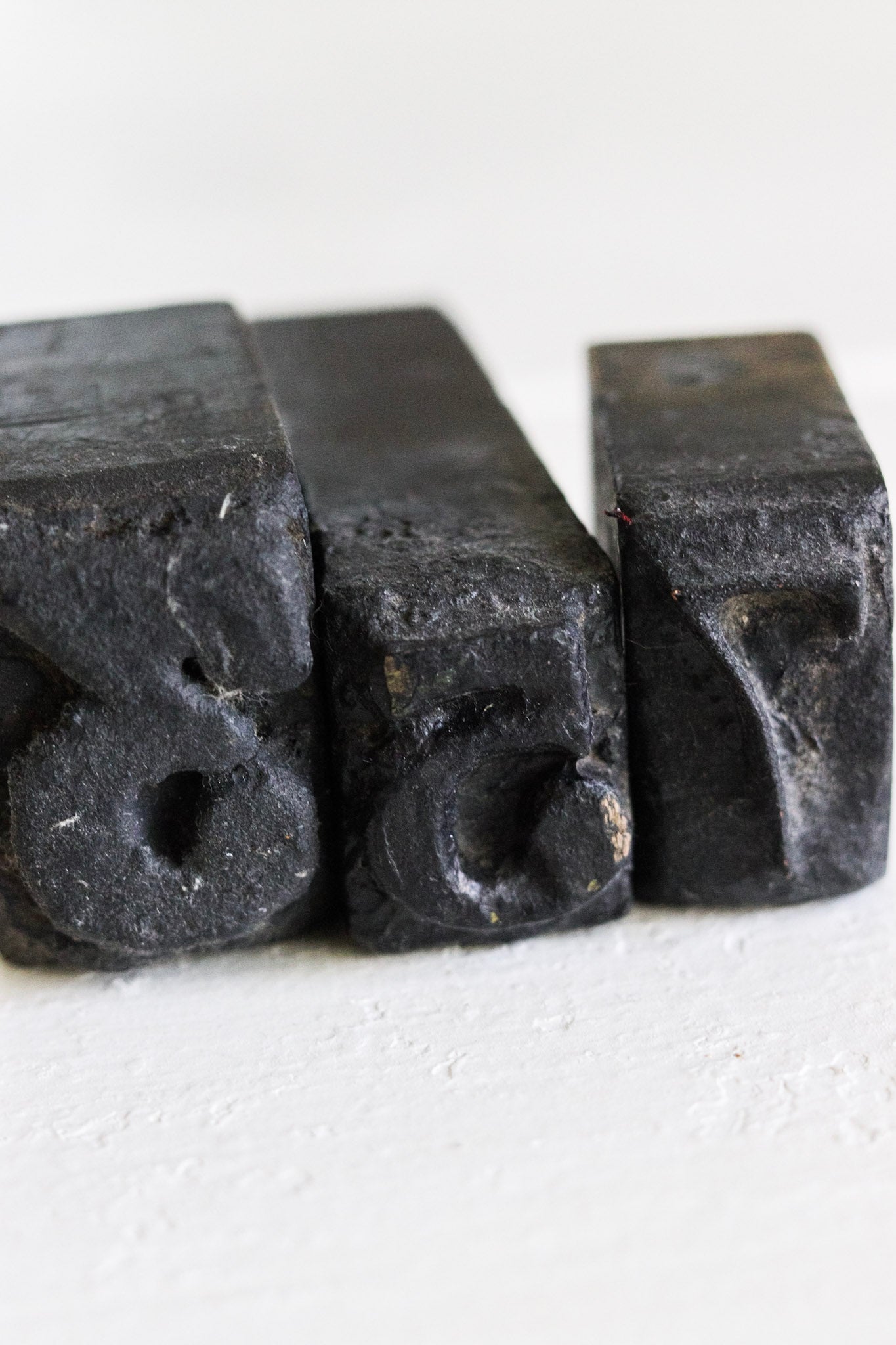 Large Antique Wooden Number Stamps - Set of Three