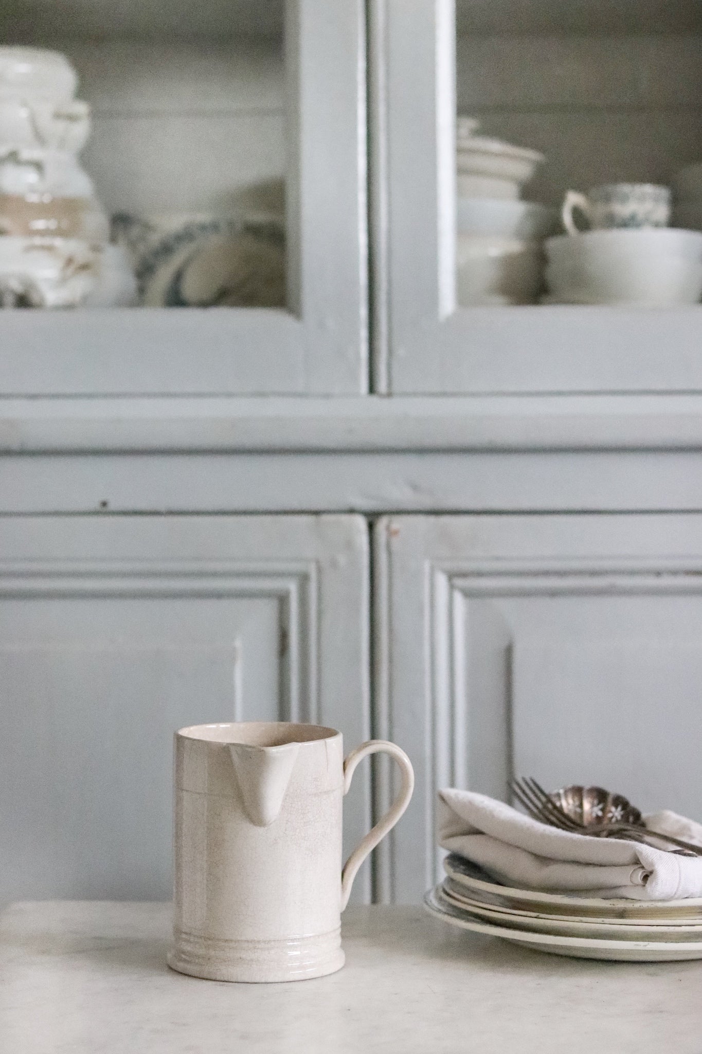 Vintage Ironstone Syrup Pitcher with Staining