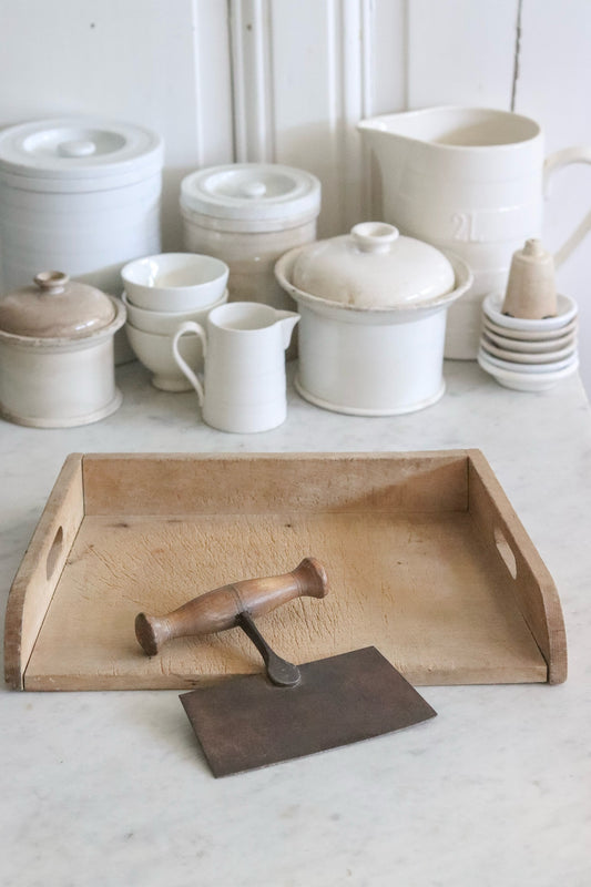 Vintage French Cutting Board & Vintage English Herb Chopper