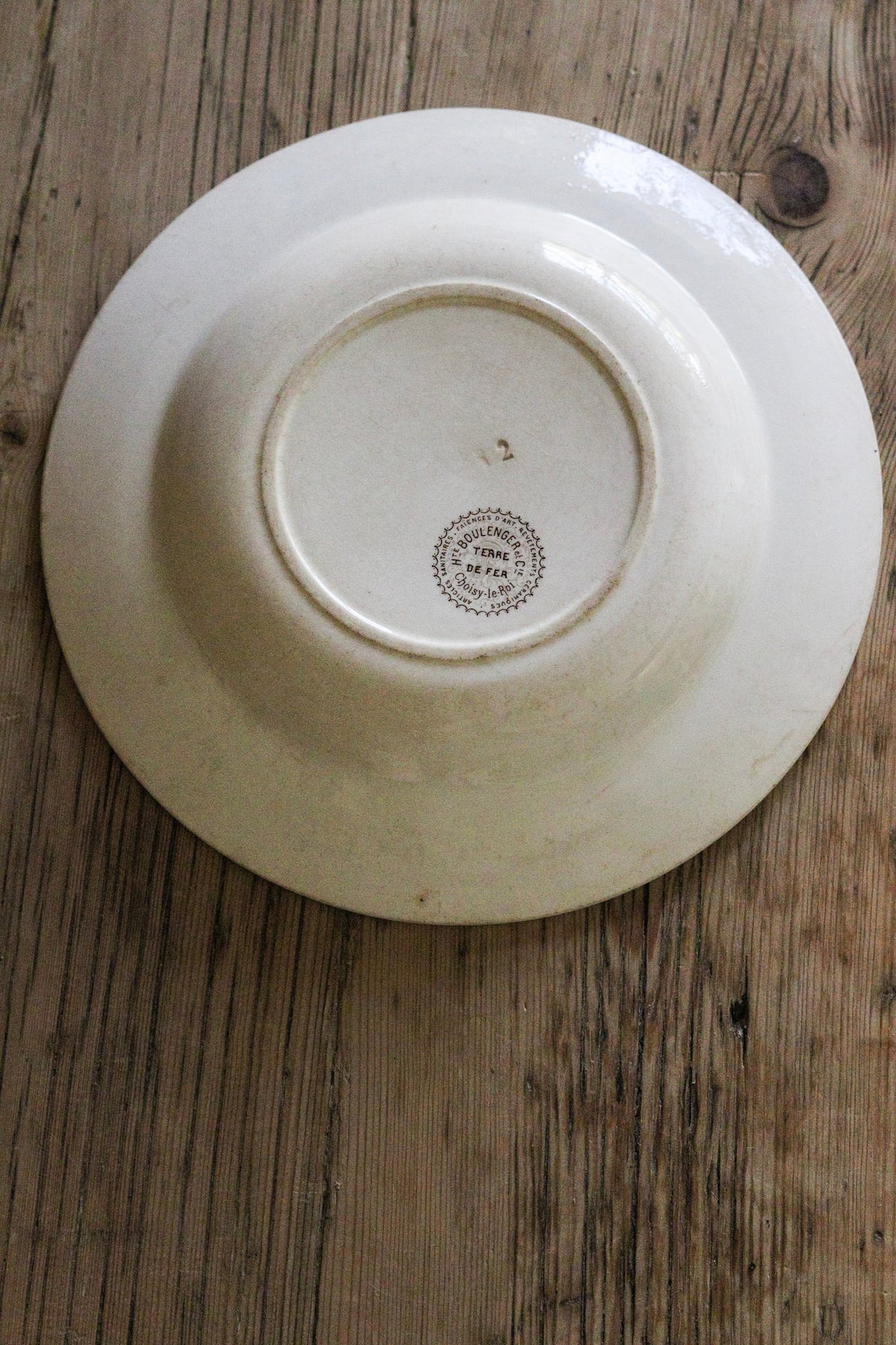 Antique French Transferware Shallow Bowl with Birds