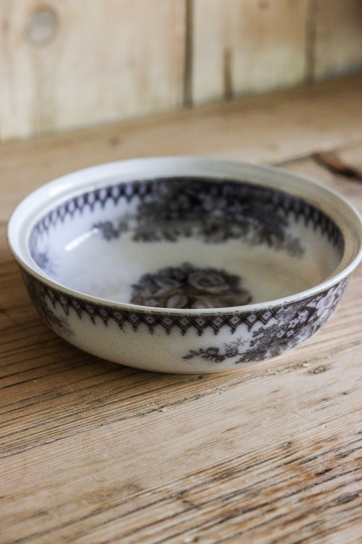 Antique French Transferware Bowl with Flowers
