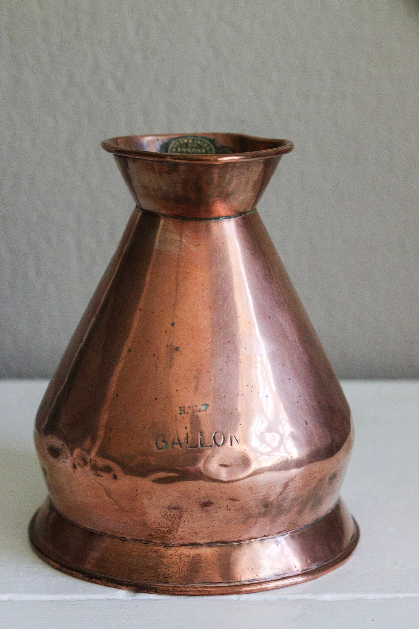 Antique English Copper Half Gallon Measuring Jug