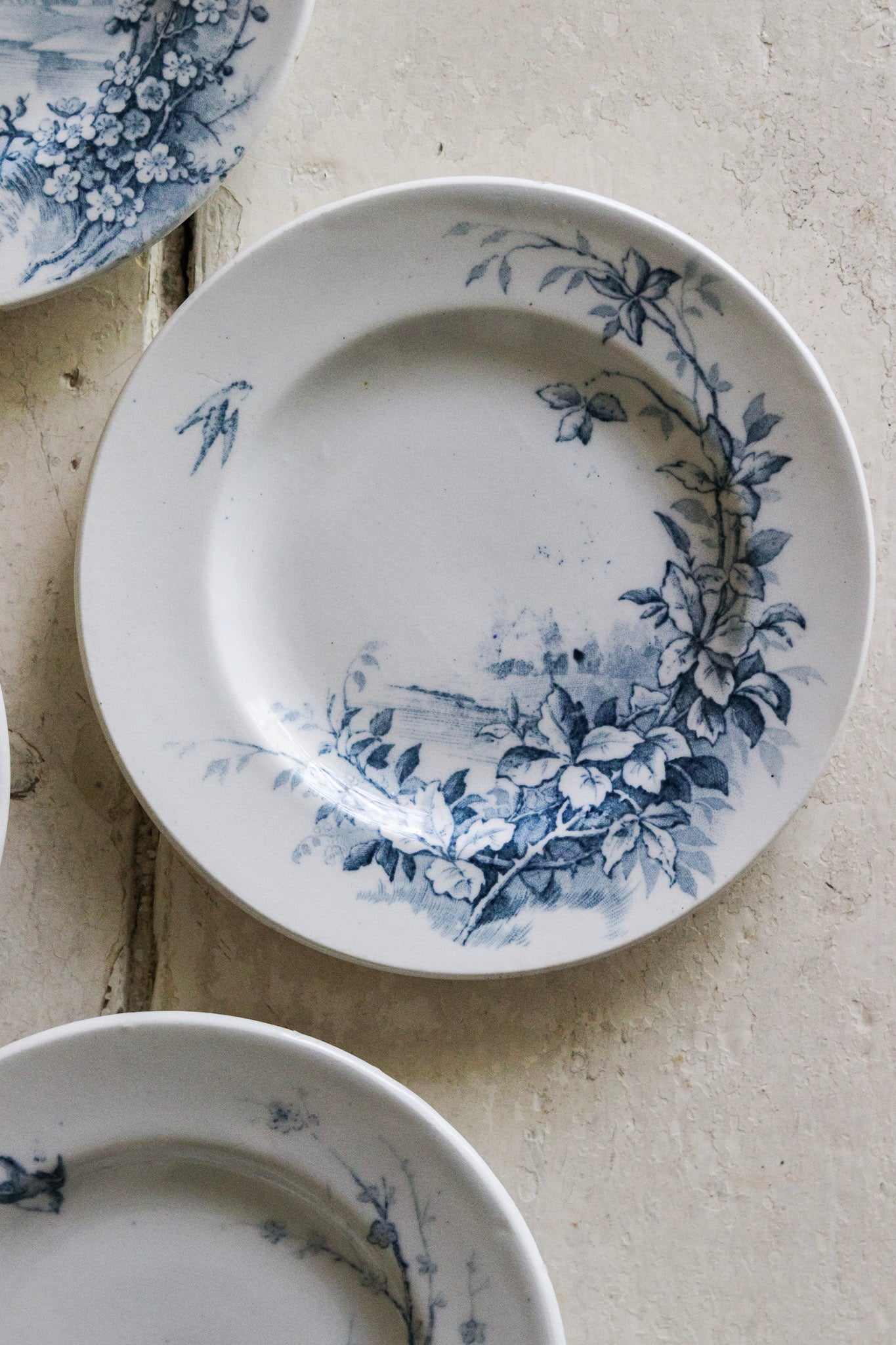 Set of Antique French Dînette Set Transferware Dinner Plates  No. 1