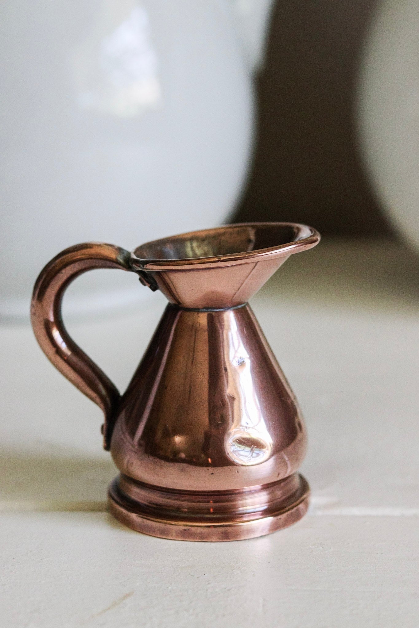 Antique English Copper 1/2 Gill Measuring Jug
