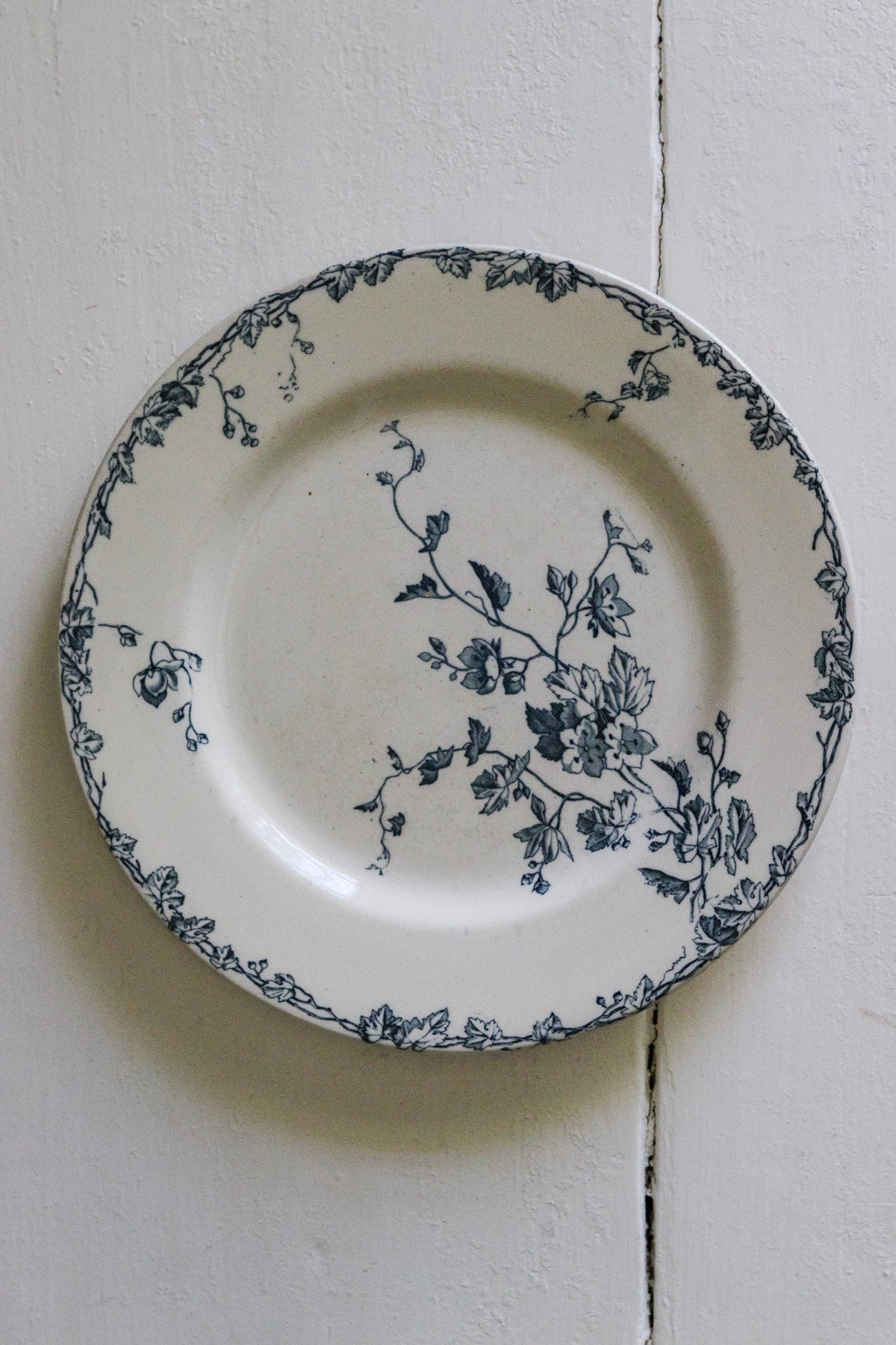 Antique French Transferware Plate with Flowers