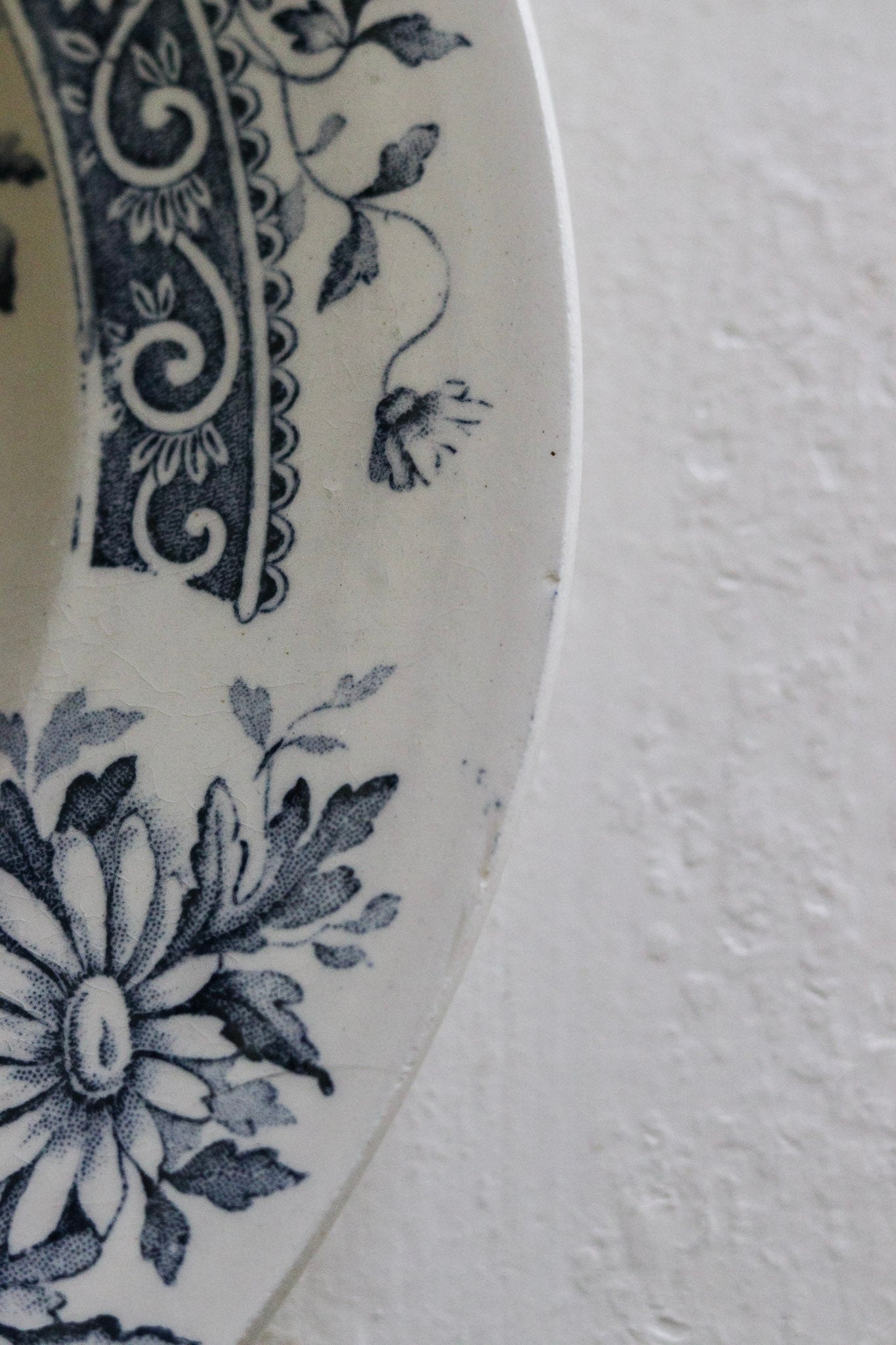 Antique French Transferware Plate with Flowers