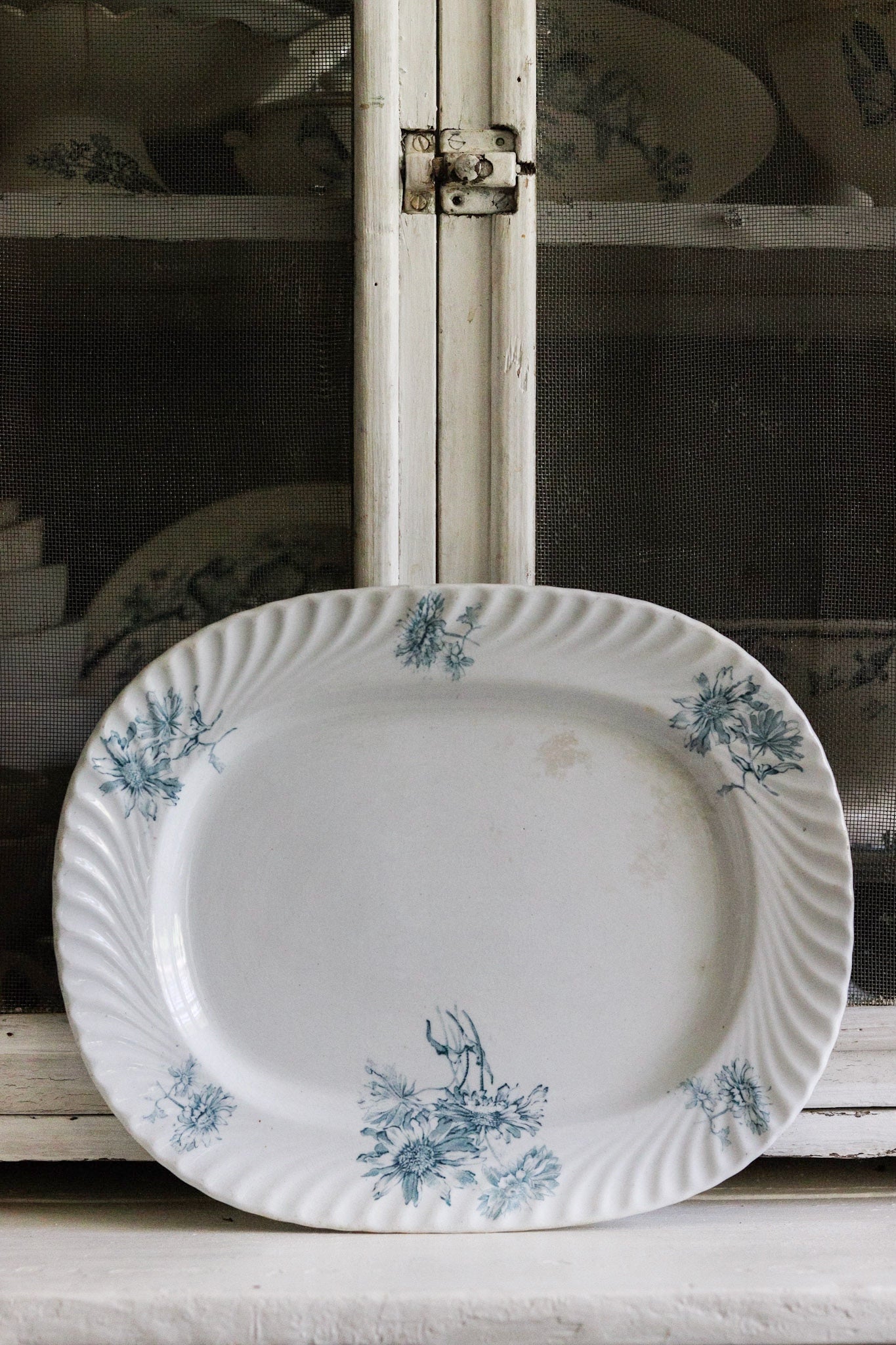 Large Antique Dutch Transferware Platter with Flowers No.1