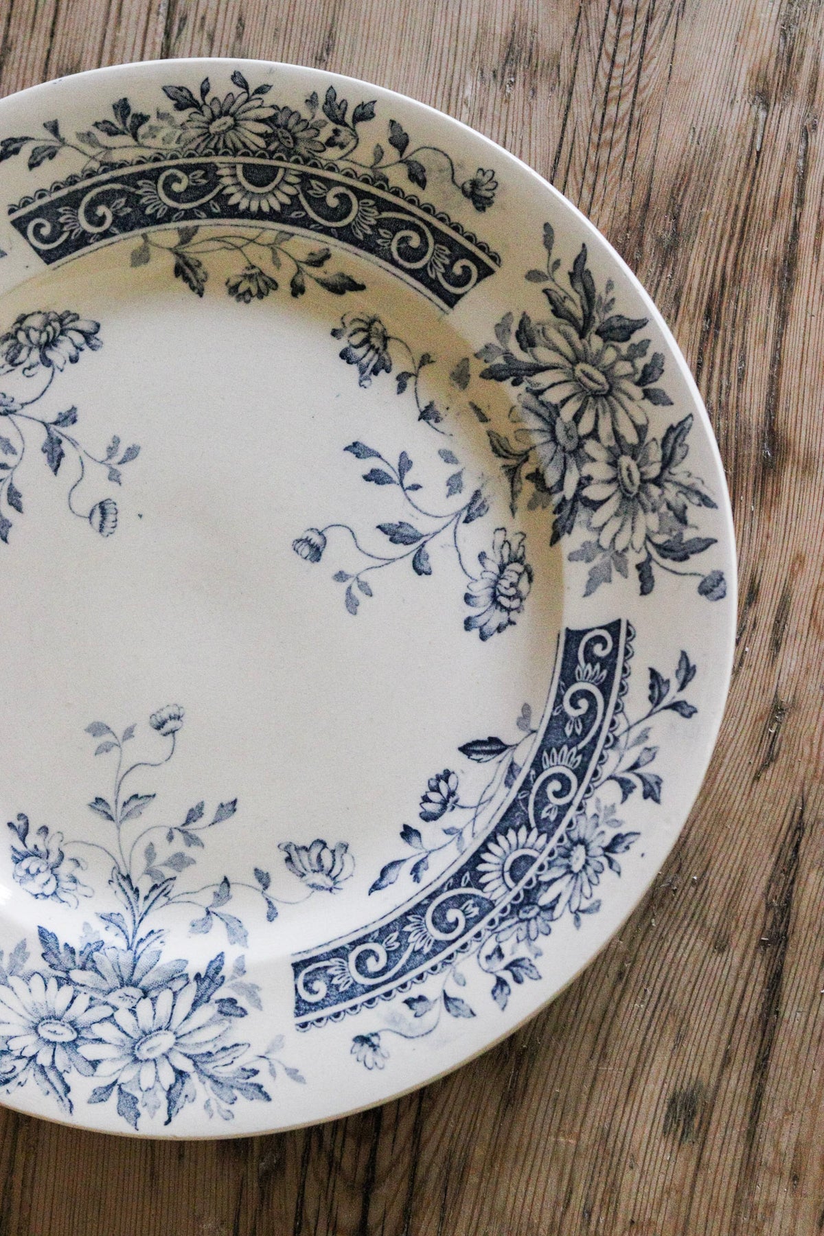 Antique French Transferware Plate with Flowers