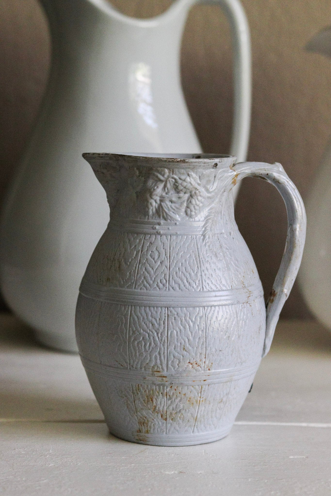 Antique English Pitcher with Staple Repairs