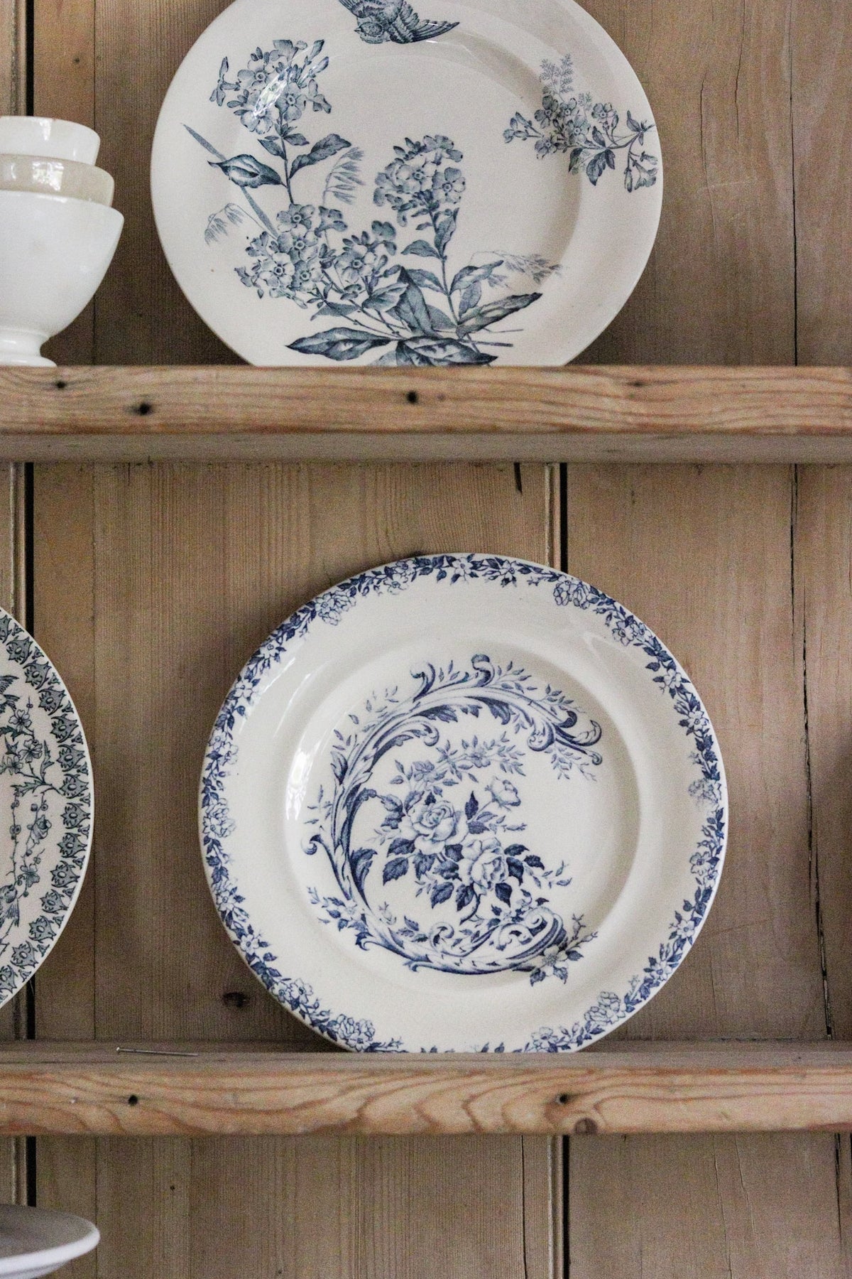 Antique French Transferware Plate with Roses