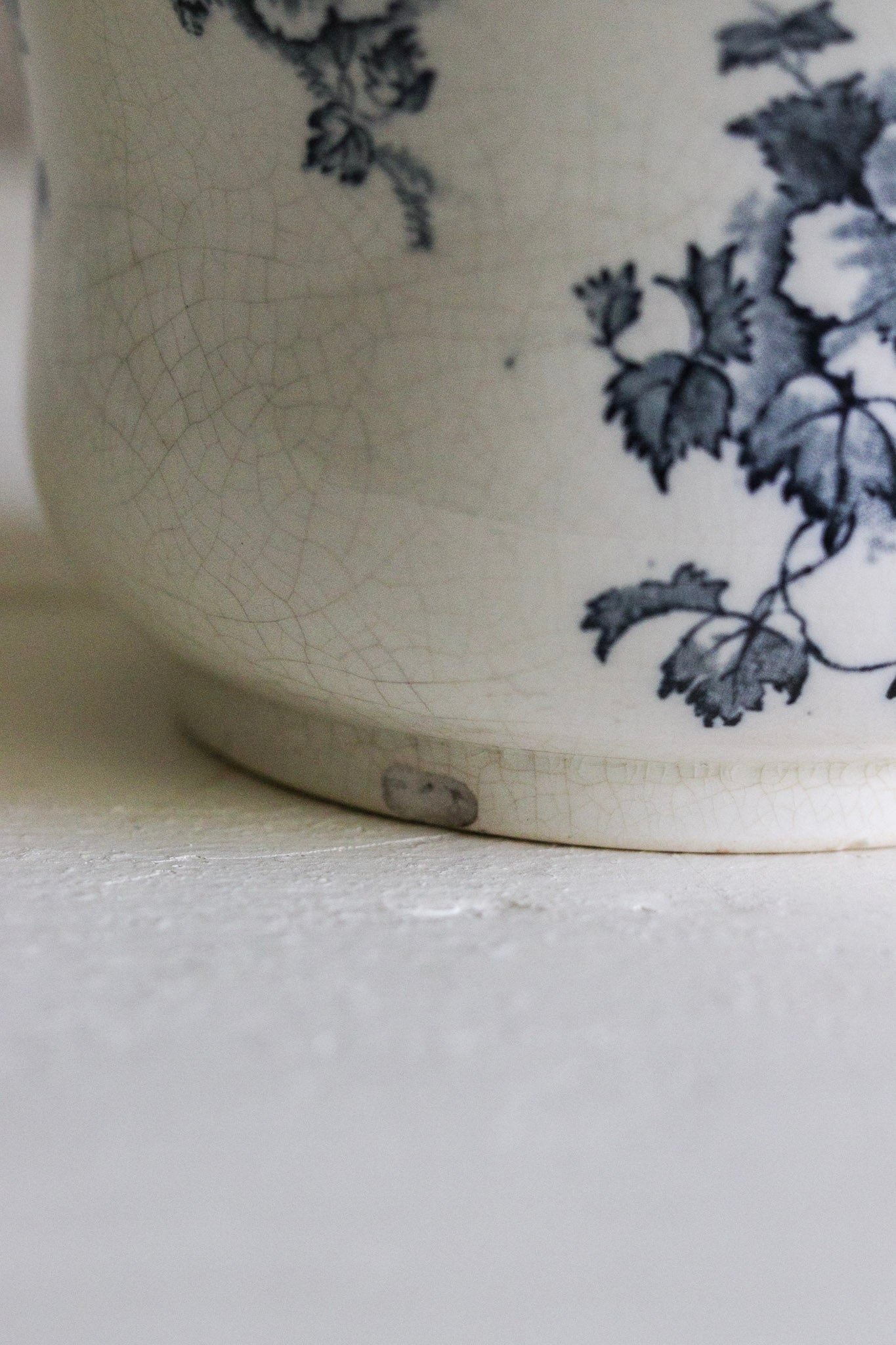 Antique English Transferware Pot with Flowers