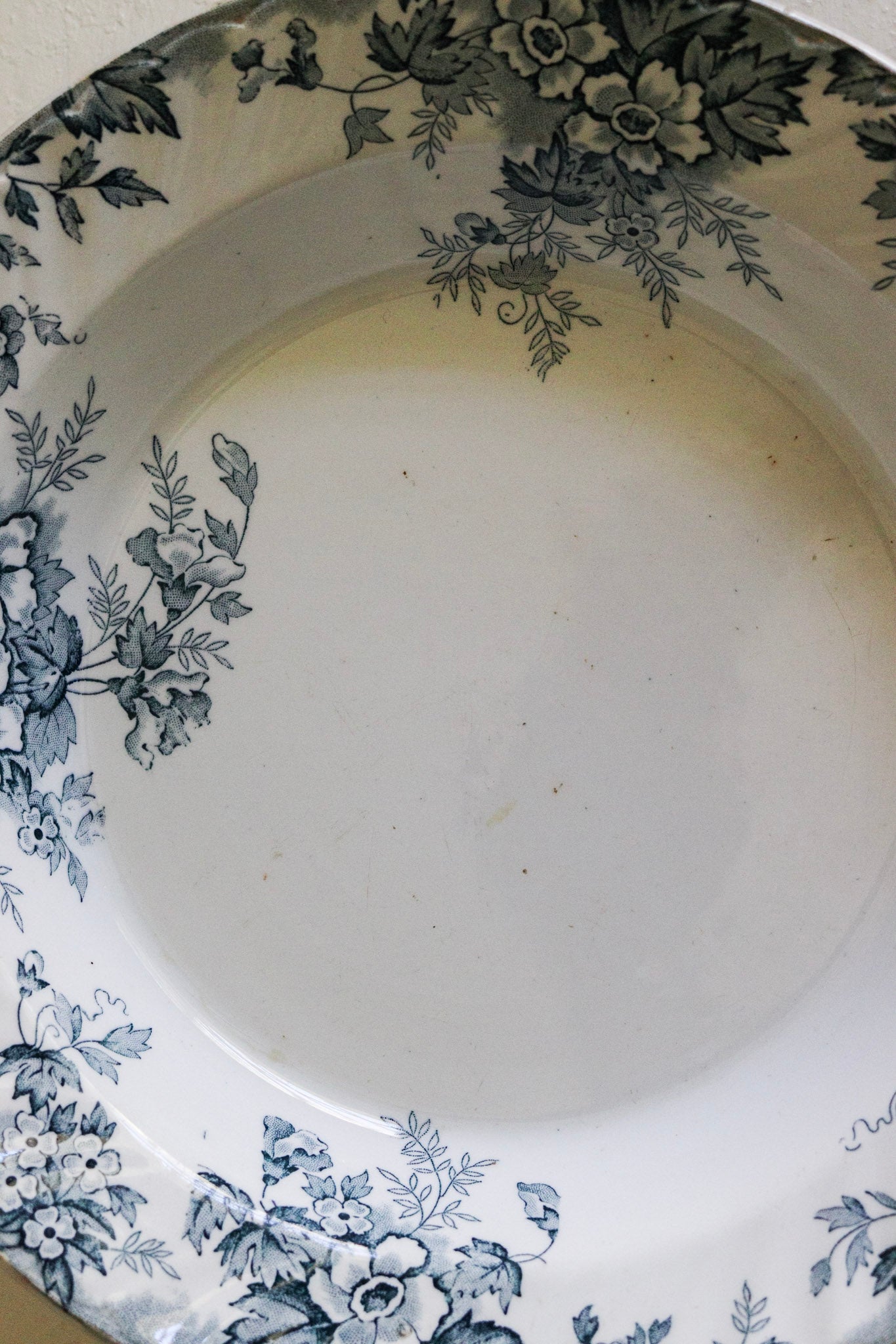 Antique French Transferware Bowl with Flowers