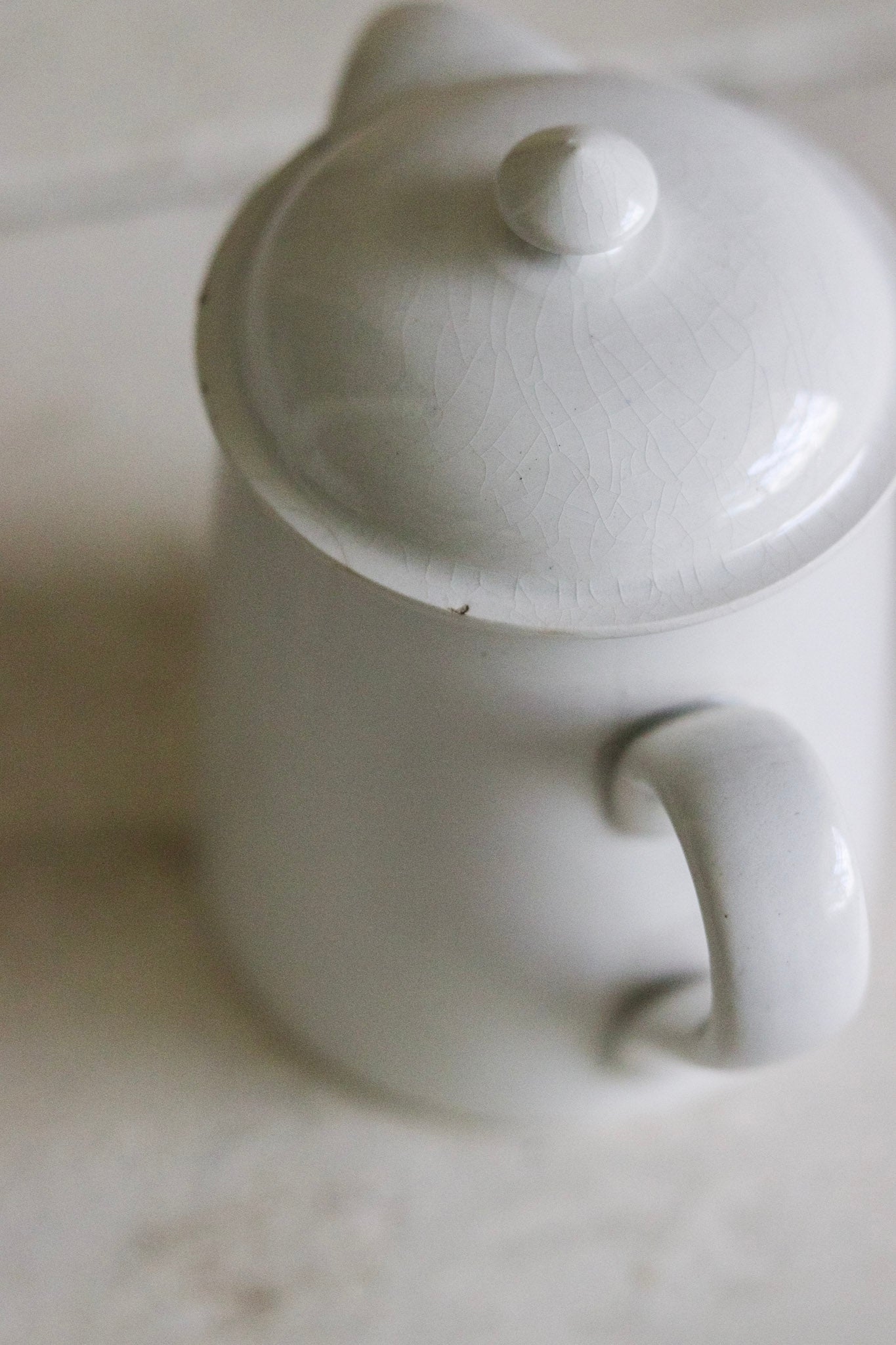 Petite Vintage French Ironstone Creamer with Lid