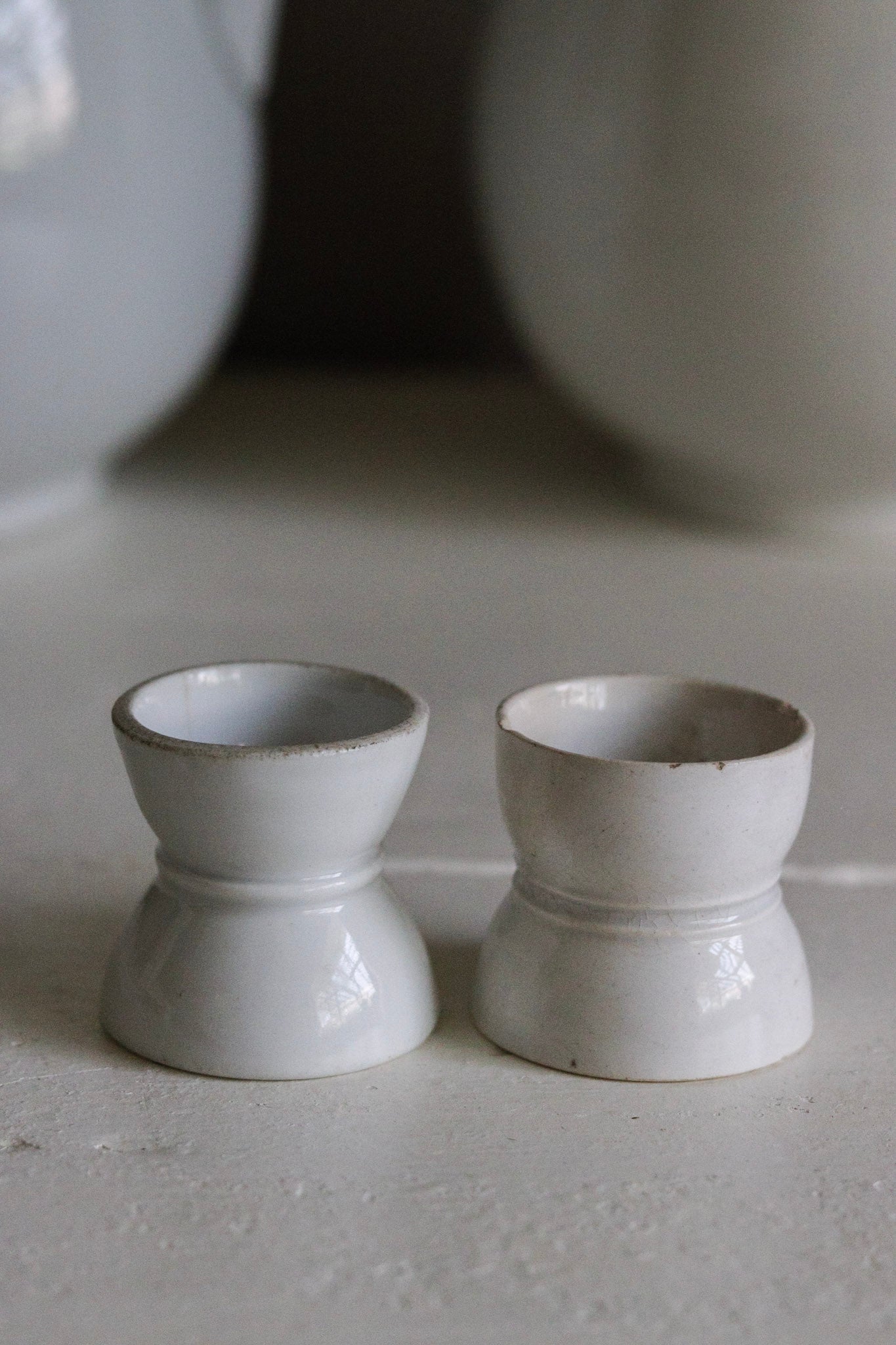Pair of Antique French Ironstone Egg Cups No.2 - See Description