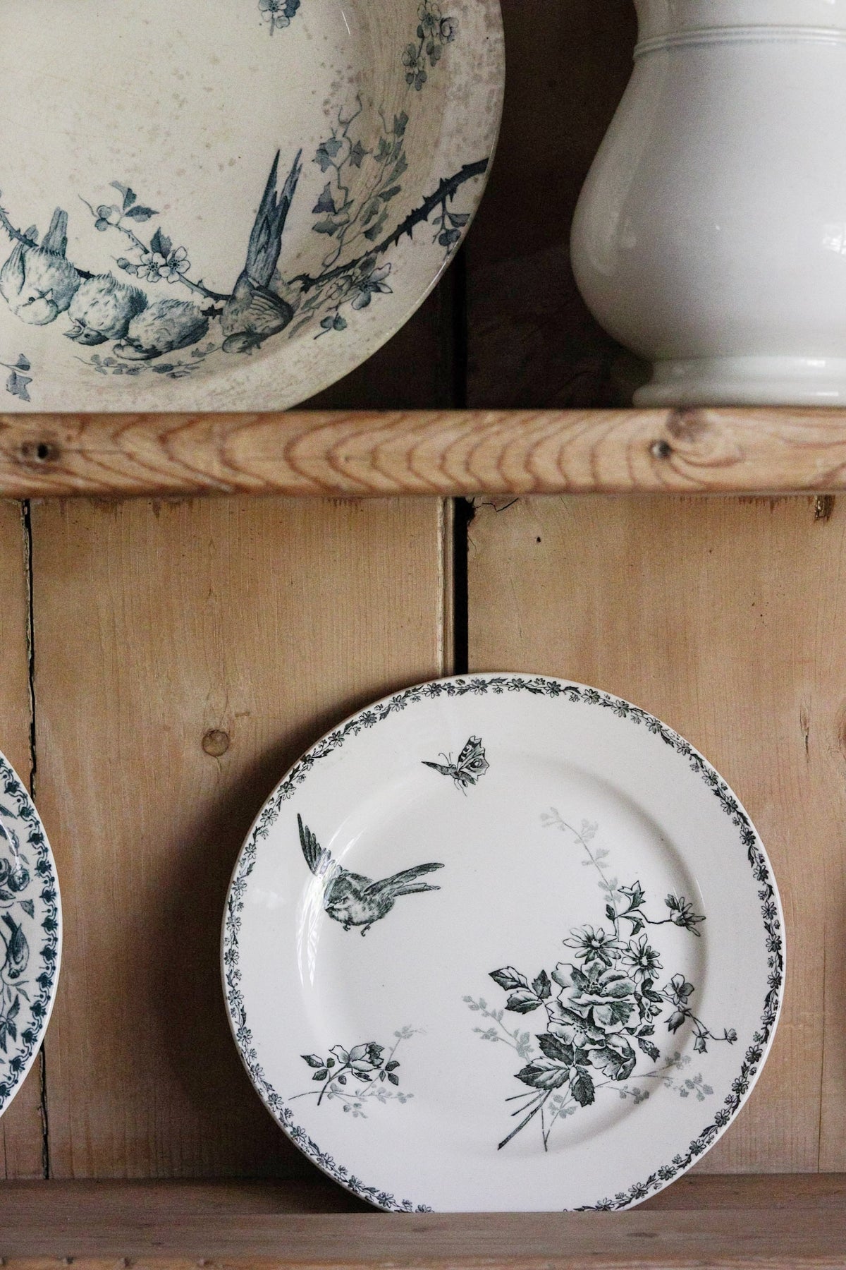 Antique French Transferware Plate with Bird