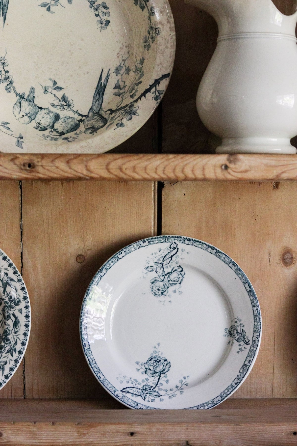 Antique French Transferware Plate with Roses