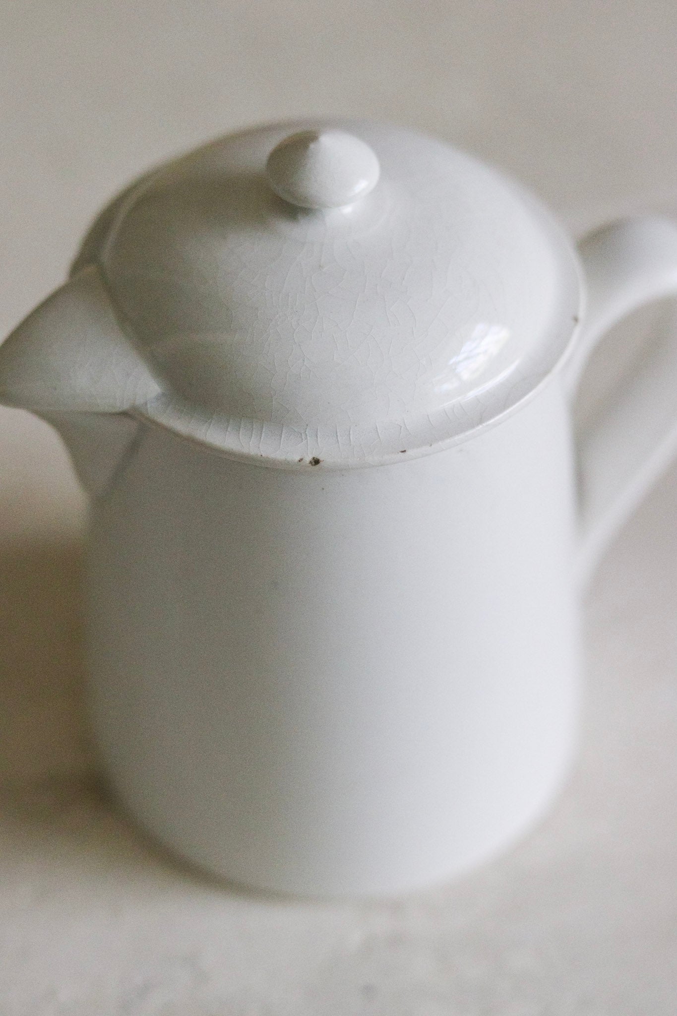 Petite Vintage French Ironstone Creamer with Lid