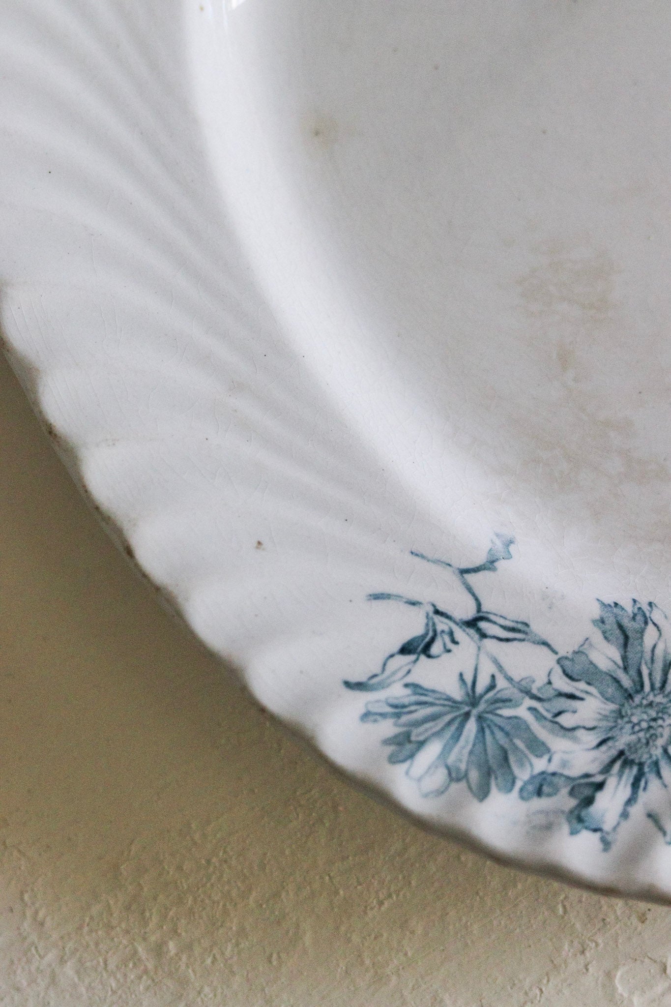 Large Antique Dutch Transferware Platter with Flowers No.1