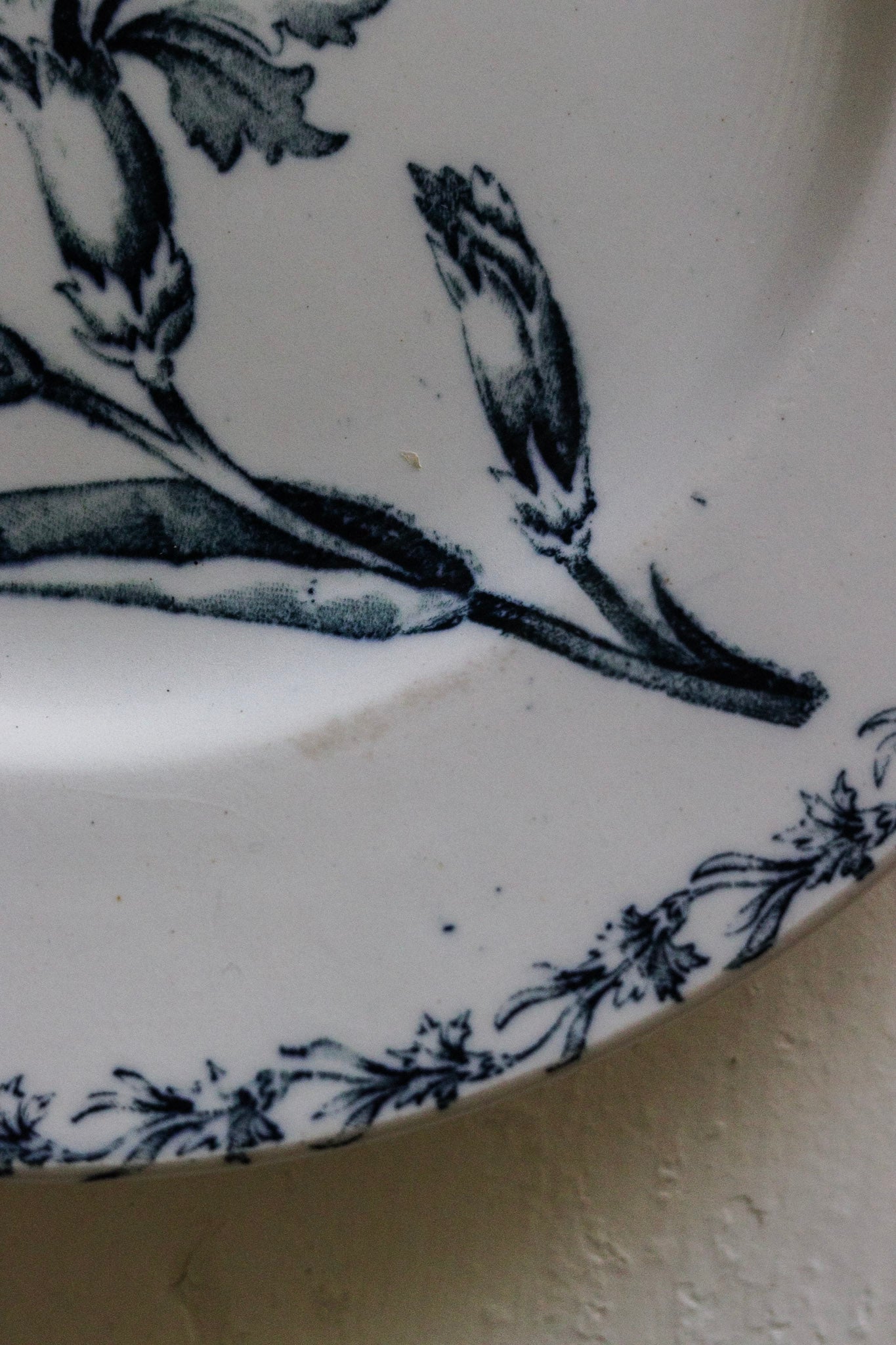 Antique French Transferware Plate with Flowers No.2